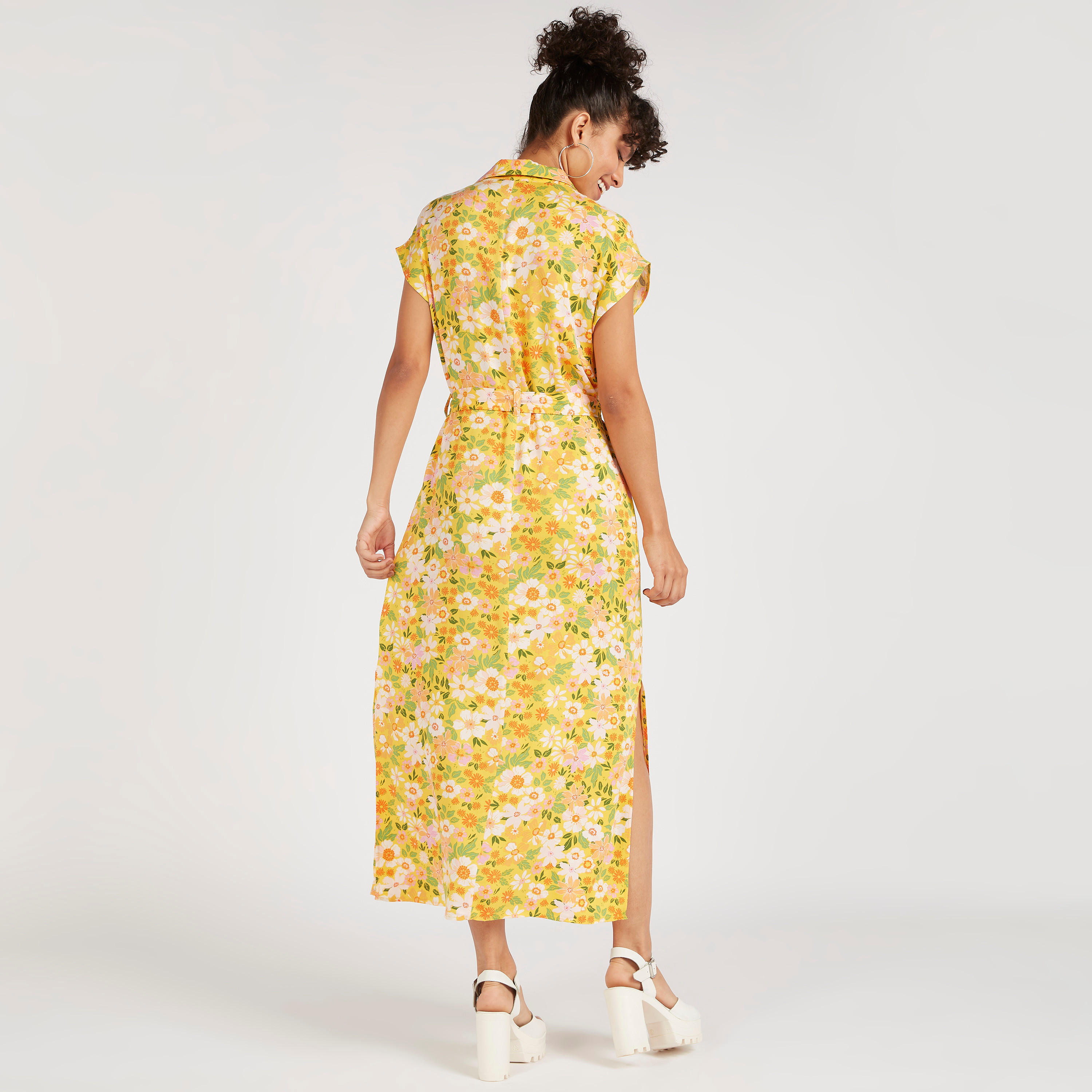 فستان إيه لاين طويل بطبعات أزهار وأربطة خصر وأكمام كاب-women-clothing-dresses-image-4
