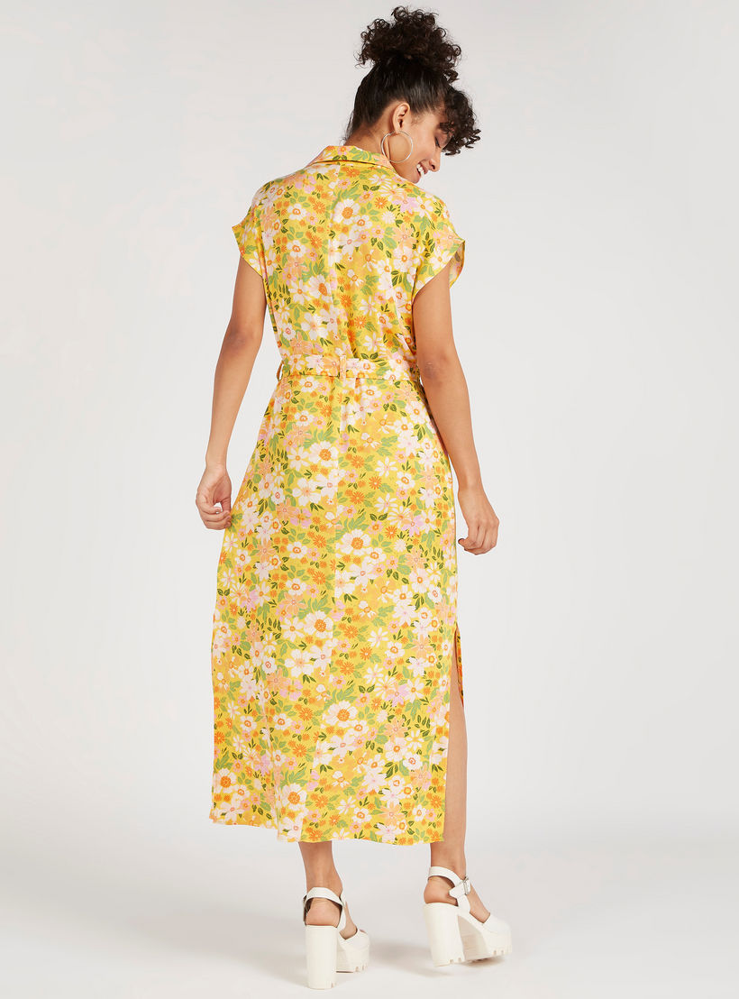 فستان إيه لاين طويل بطبعات أزهار وأربطة خصر وأكمام كاب-women-clothing-dresses-image-4