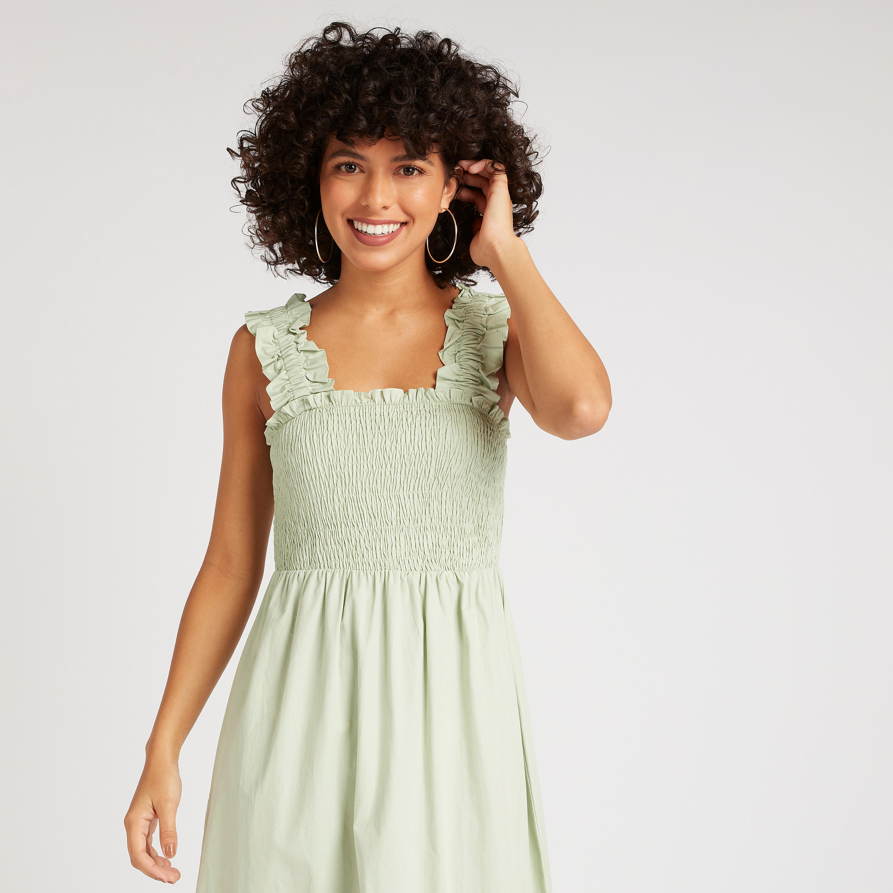 فستان إيه لاين ميدي دون أكمام سادة بتفاصيل مطرّزة-women-clothing-dresses-image-4
