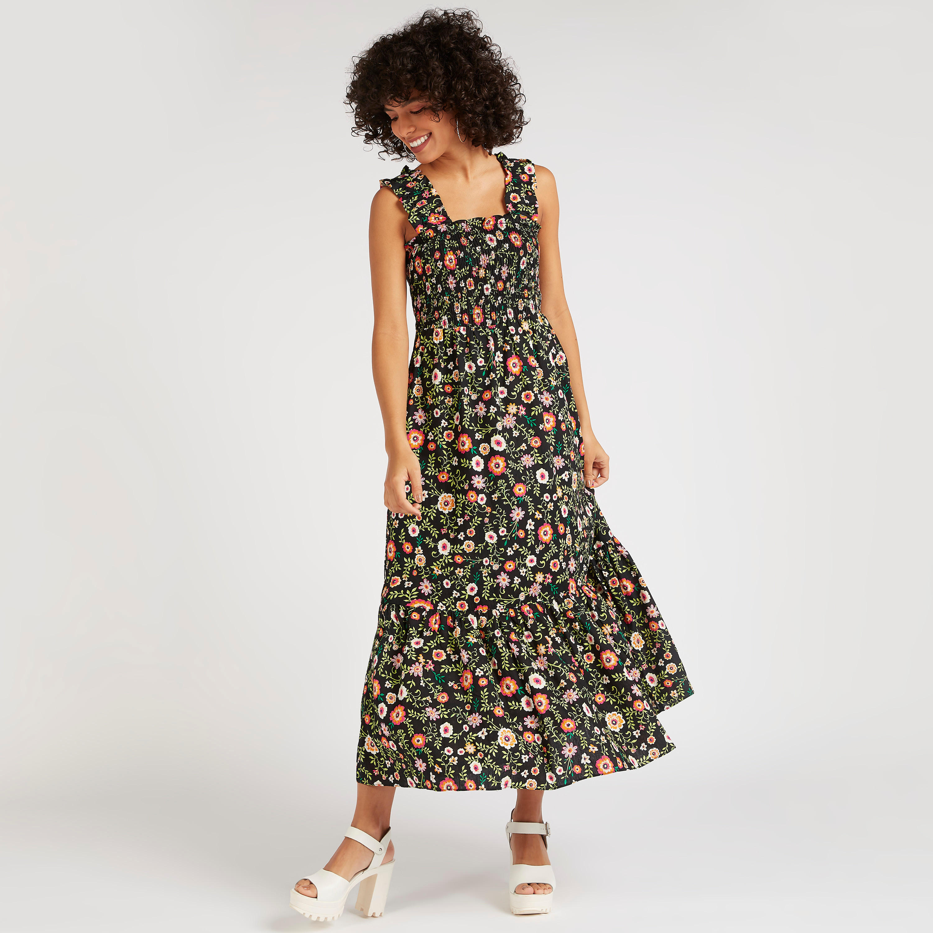 فستان ميدي إيه لاين بطبعات أزهار-women-clothing-dresses-image-2
