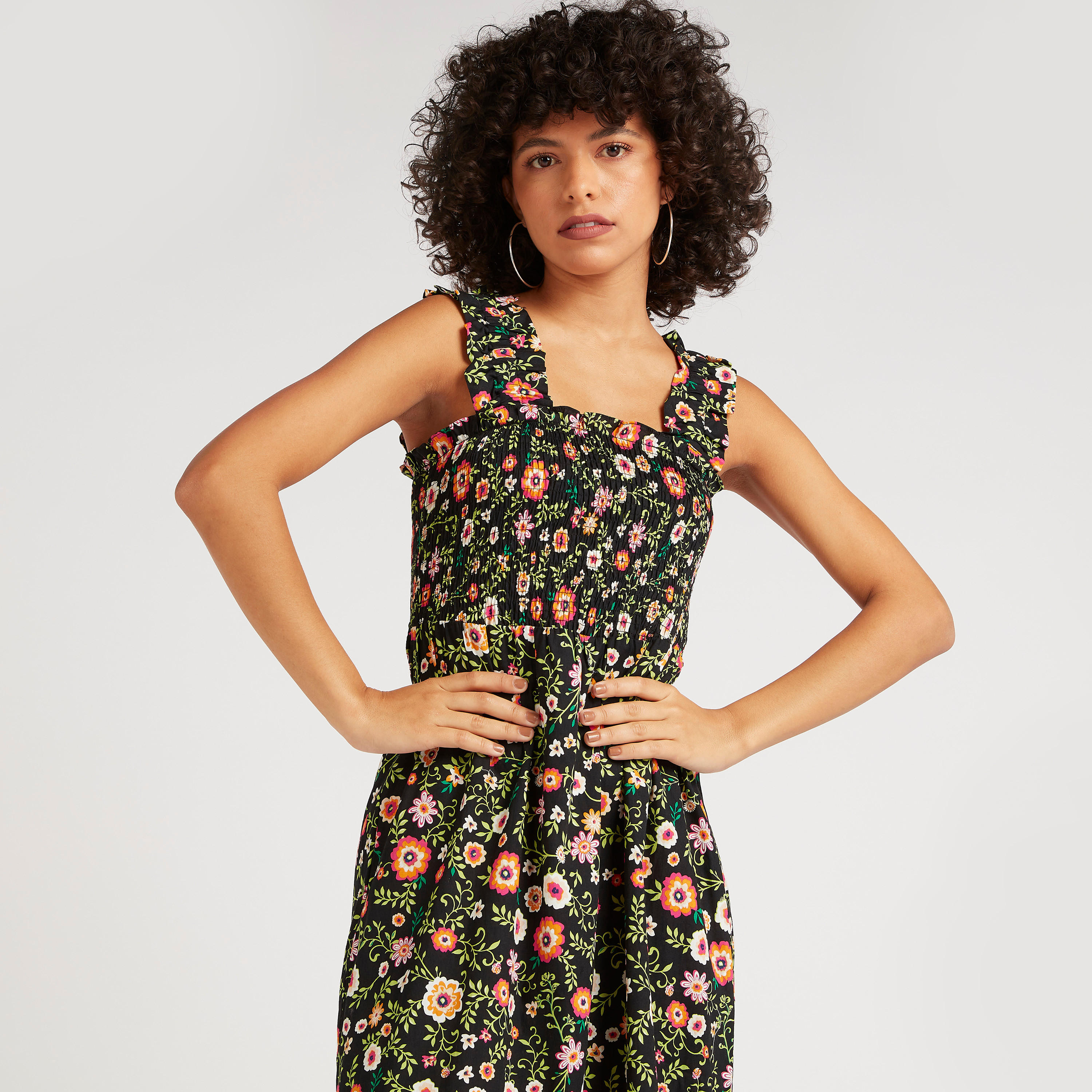 فستان ميدي إيه لاين بطبعات أزهار-women-clothing-dresses-image-5