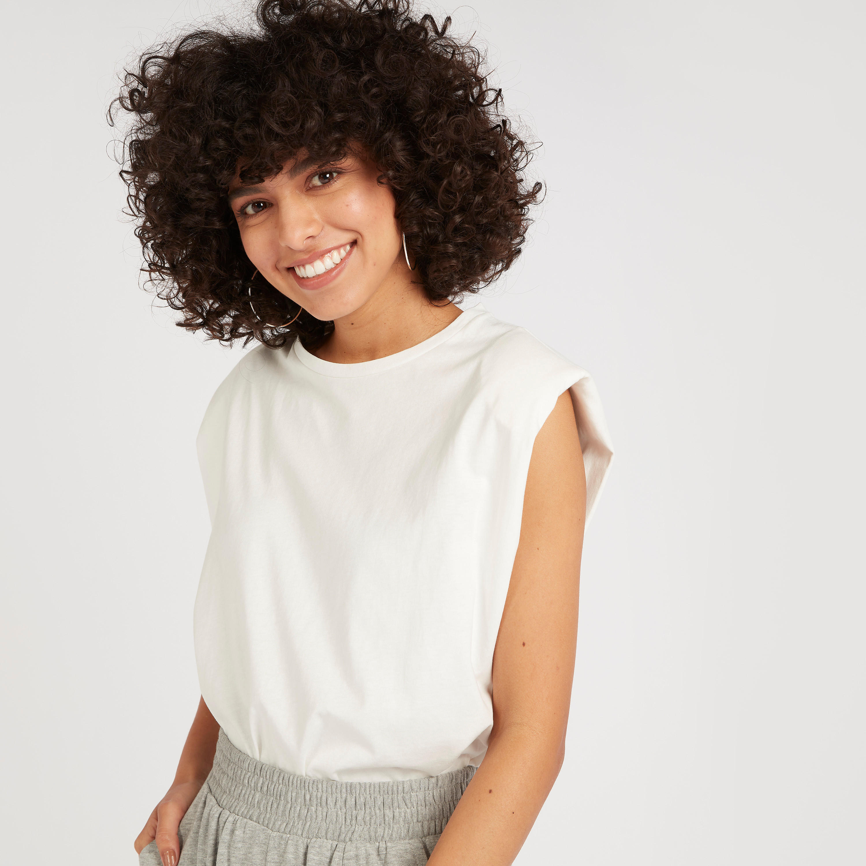 Solid Sleeveless T-shirt with Crew Neck-women-clothing-tshirts-image-5
