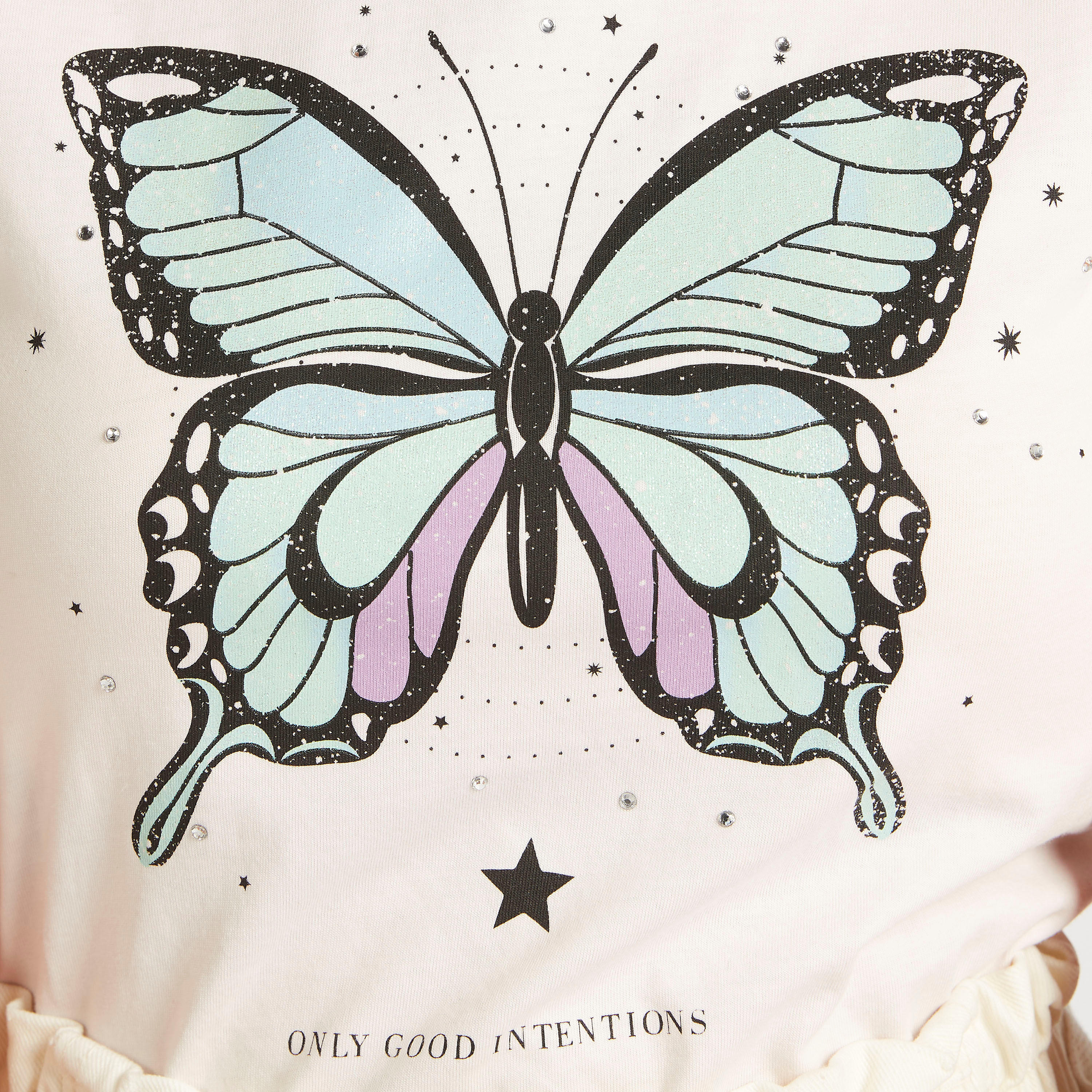 تيشيرت بياقة ضيقة وأكمام كاب وطبعات جرافيك-women-clothing-tshirts-image-2