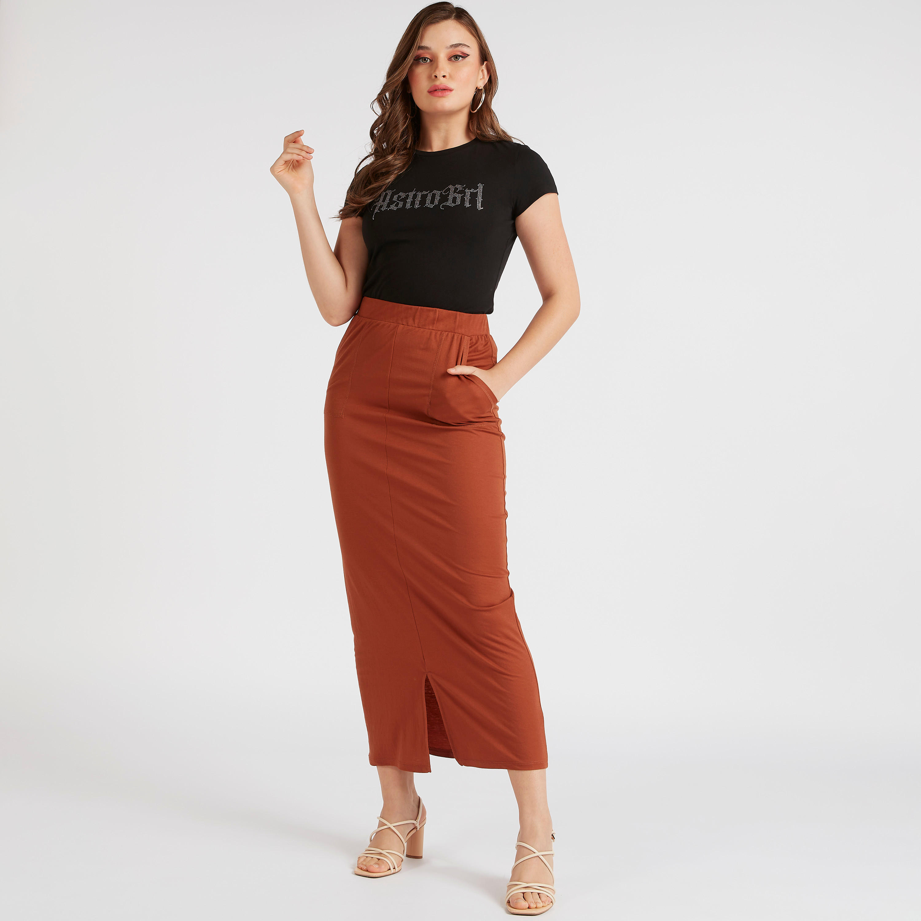 Embellished Crew Neck T-shirt with Cap Sleeves-women-clothing-tshirts-image-2