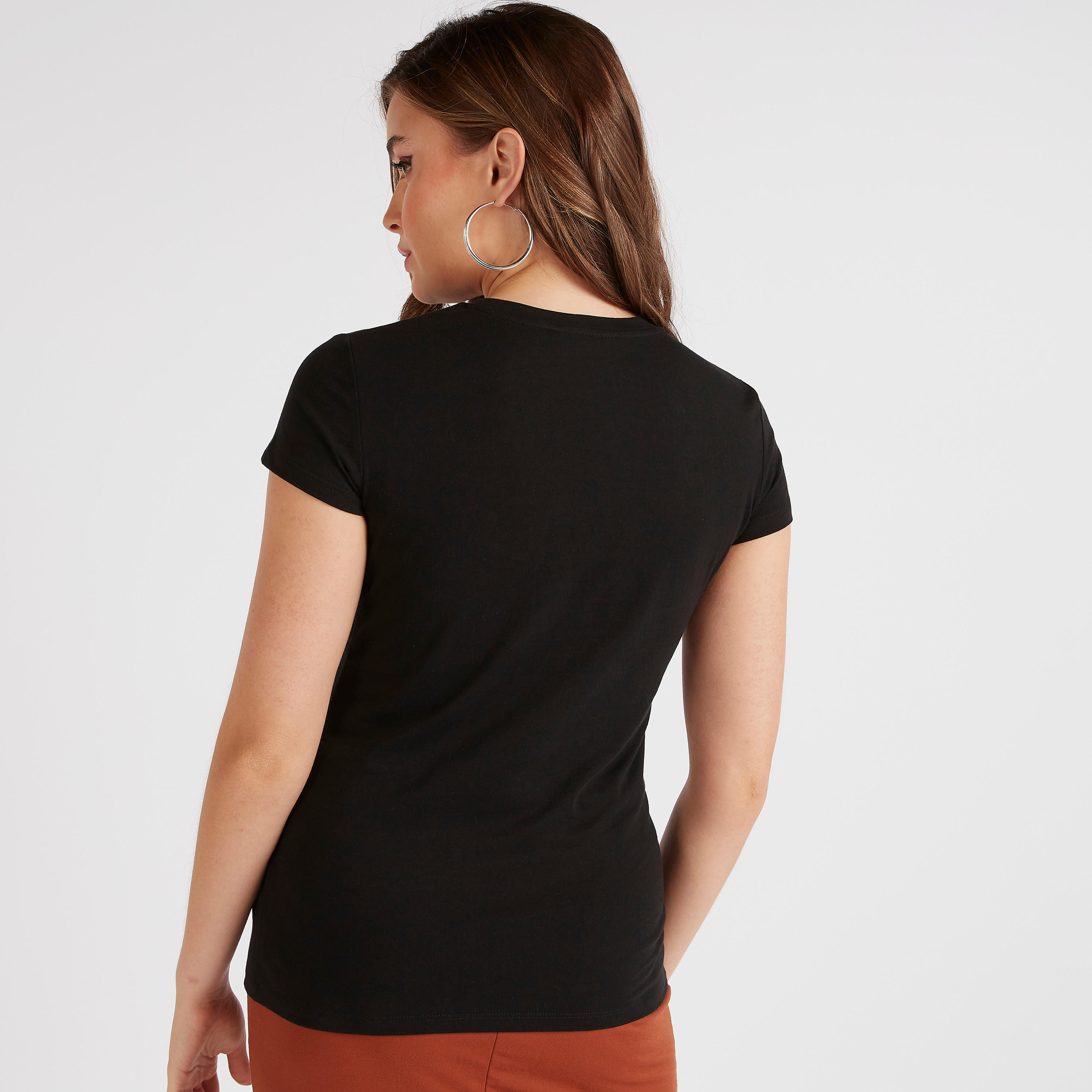 Embellished Crew Neck T-shirt with Cap Sleeves-women-clothing-tshirts-image-4