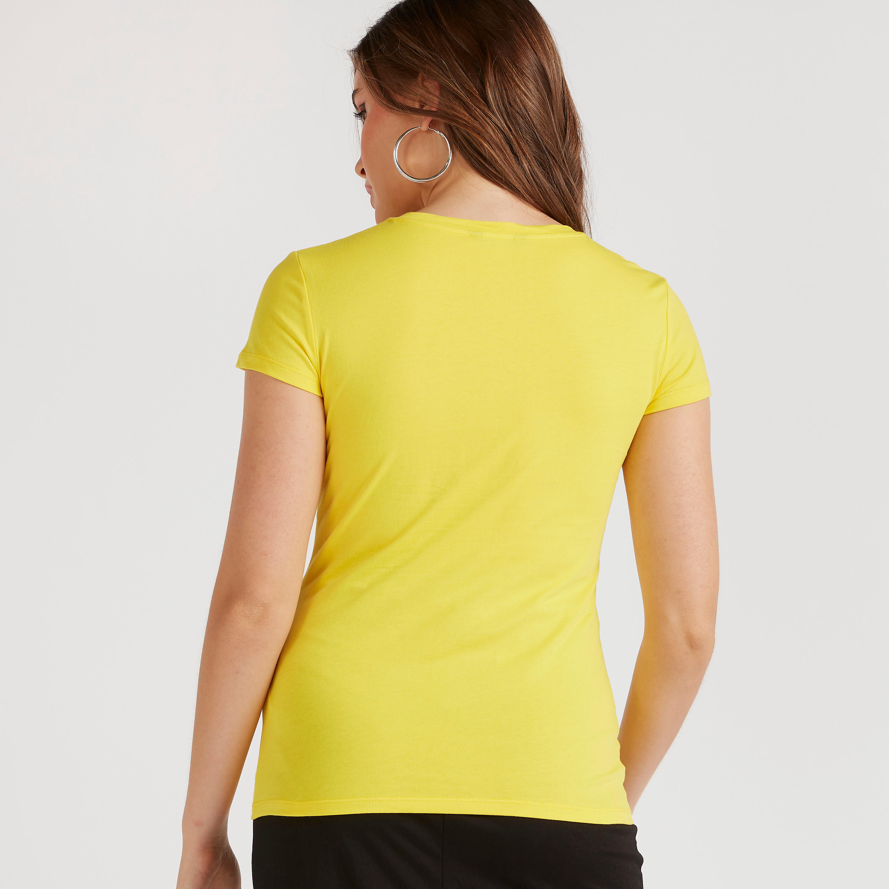 Printed Crew Neck T-shirt with Cap Sleeves-women-clothing-tshirts-image-4