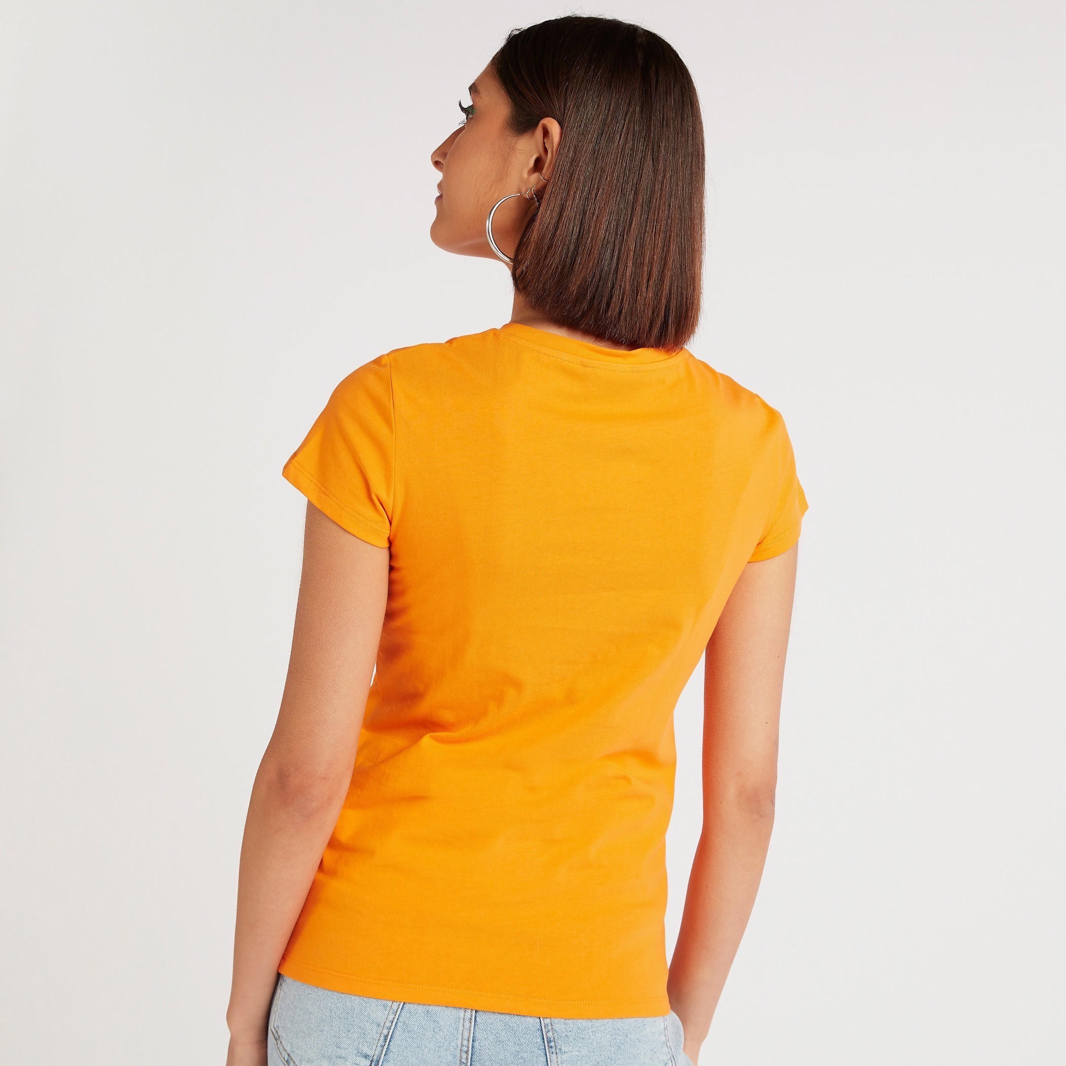 Printed Crew Neck T-shirt with Cap Sleeves-women-clothing-tshirts-image-4