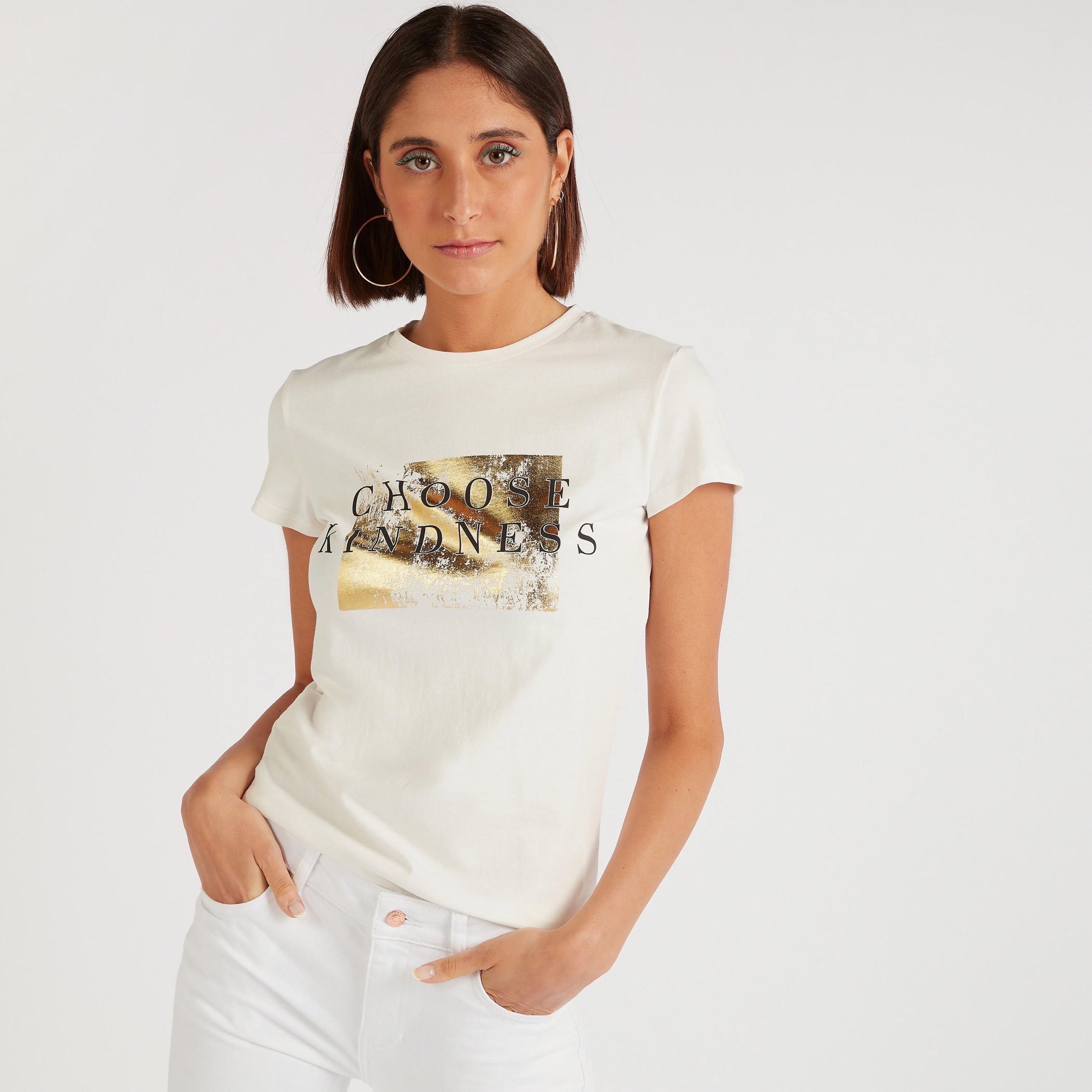 تيشيرت بياقة ضيّقة وأكمام كاب وطَبعات-women-clothing-tshirts-image-5