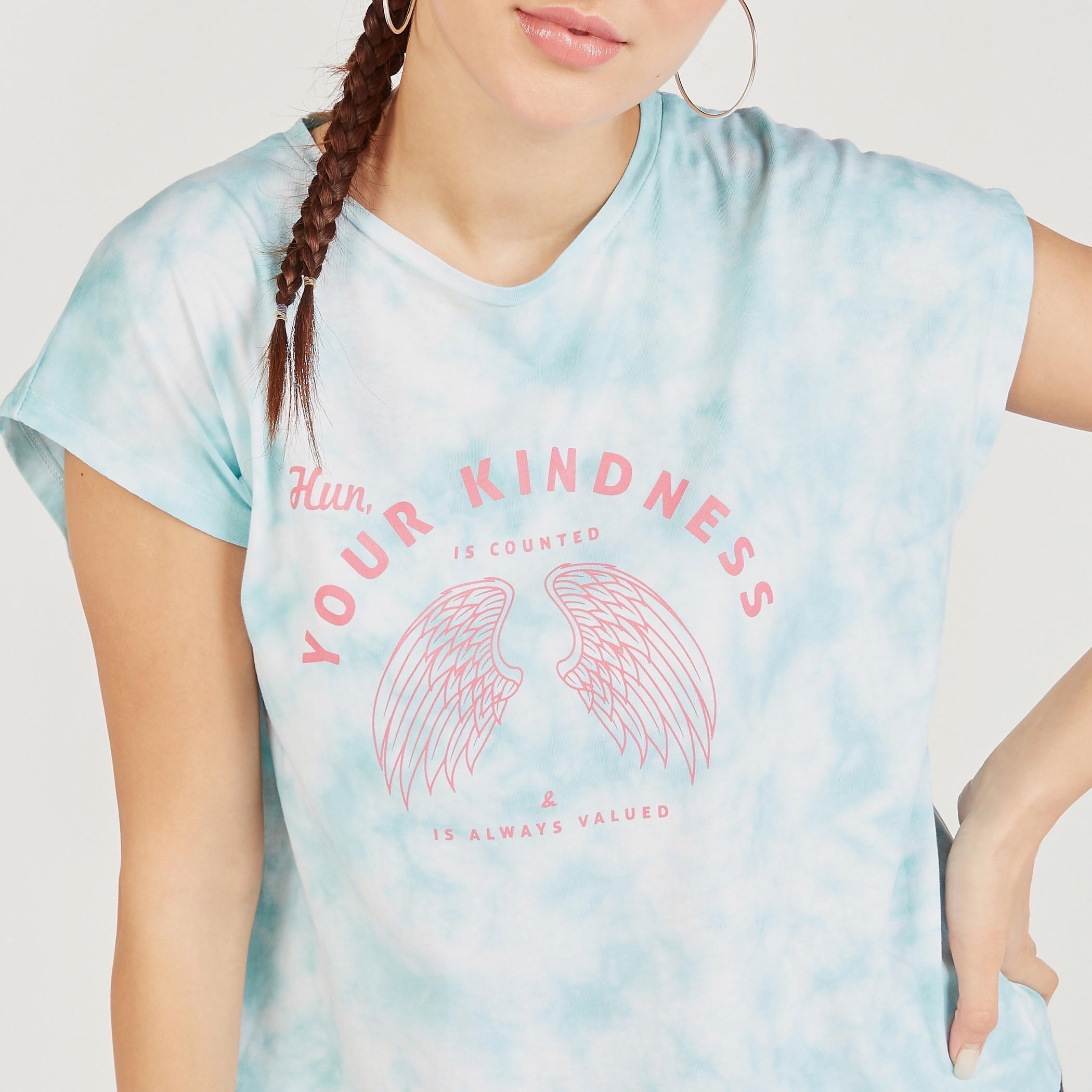 تيشيرت بأكمام كاب وطبعات مصبوغة-women-clothing-tshirts-image-5