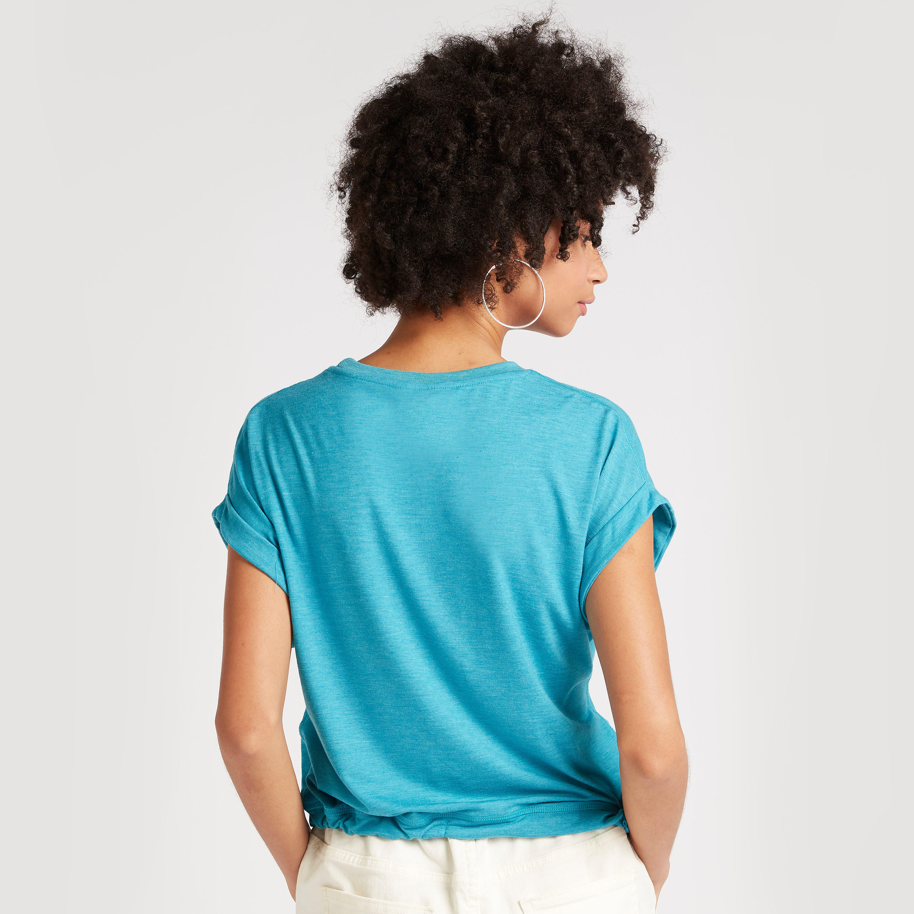 تيشيرت بأكمام كاب وأطراف برباط وطبعات شعار-women-clothing-tshirts-image-2