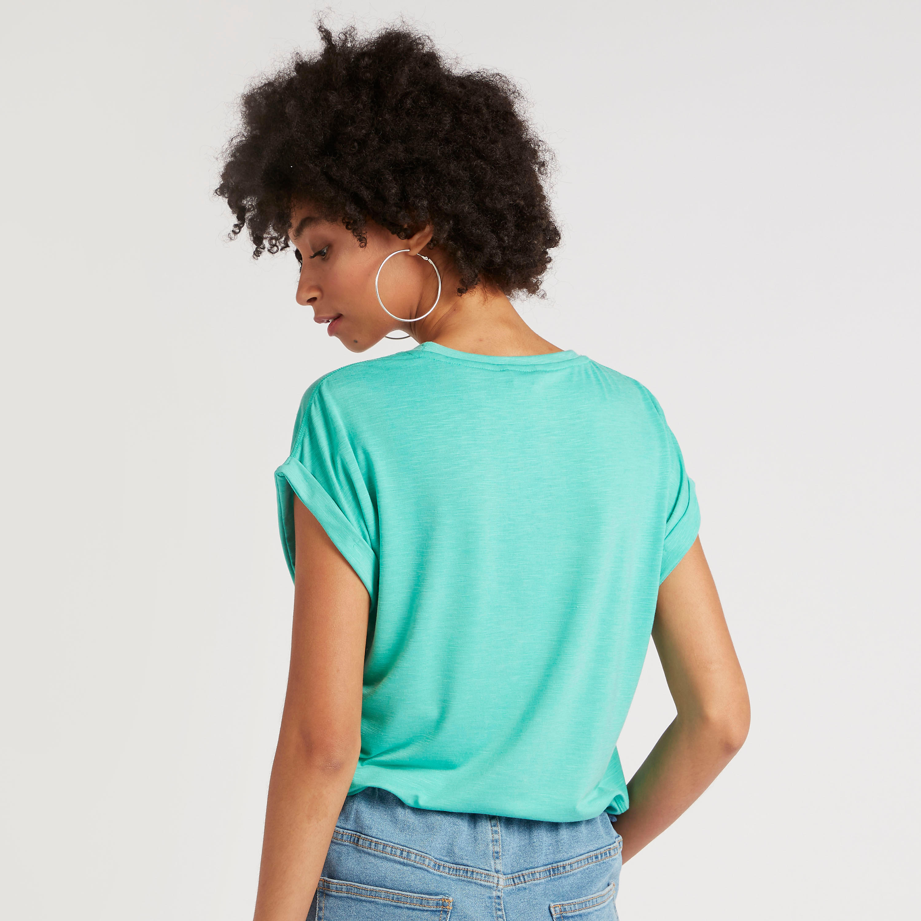 Printed T-shirt with Cap Sleeves and Crew Neck-women-clothing-tshirts-image-4