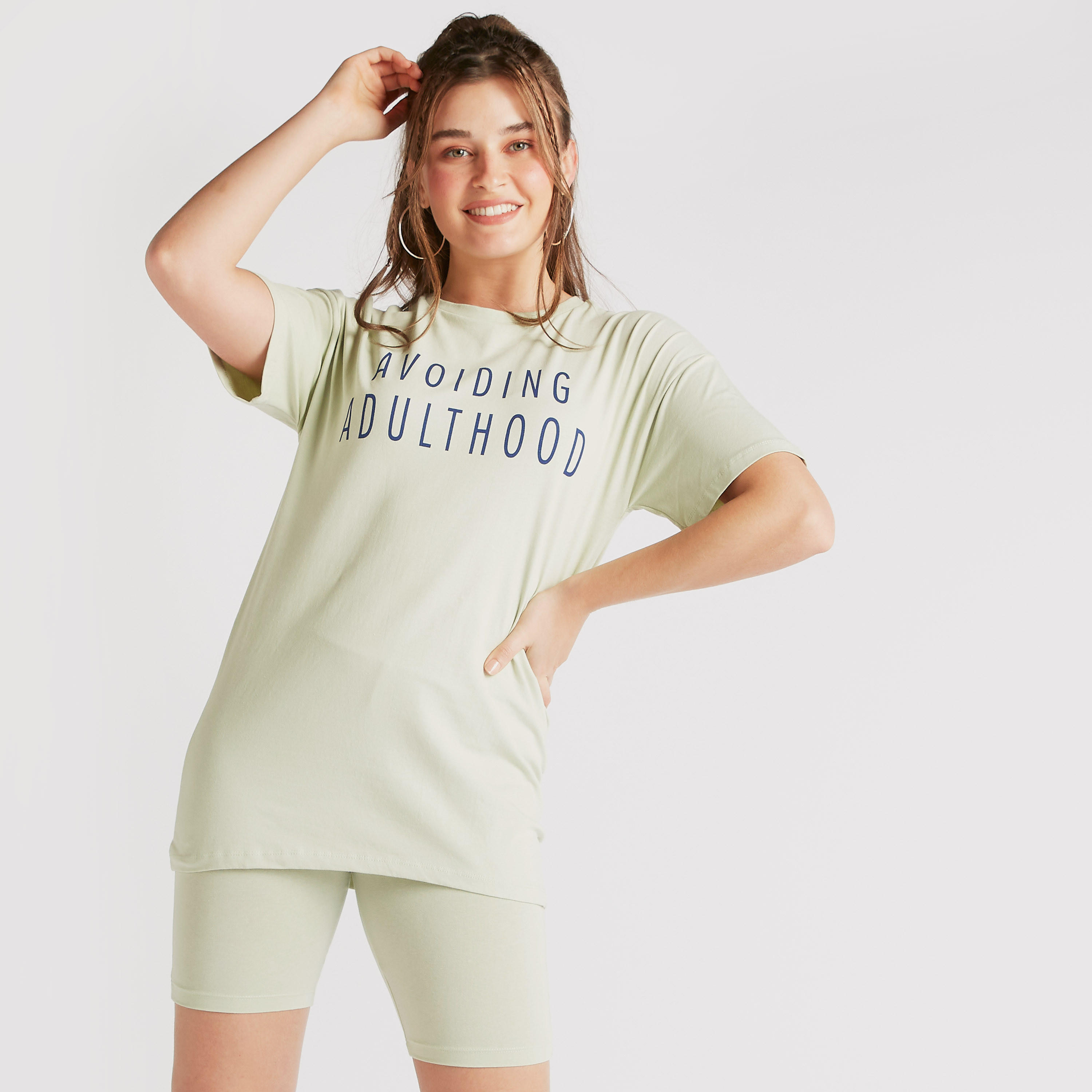 تيشيرت طويل بأكمام قصيرة وطبعات-women-clothing-tshirts-image-1