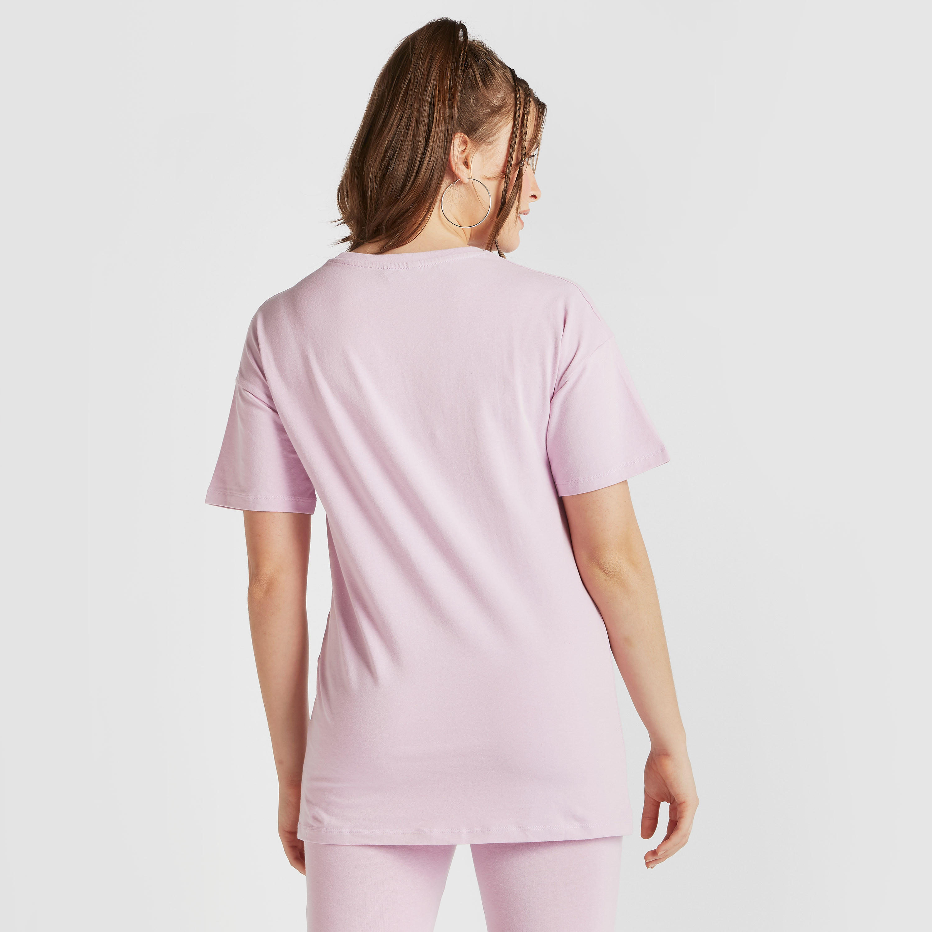 Typographic Print Crew Neck Longline T-shirt with Short Sleeves-women-clothing-tshirts-image-4