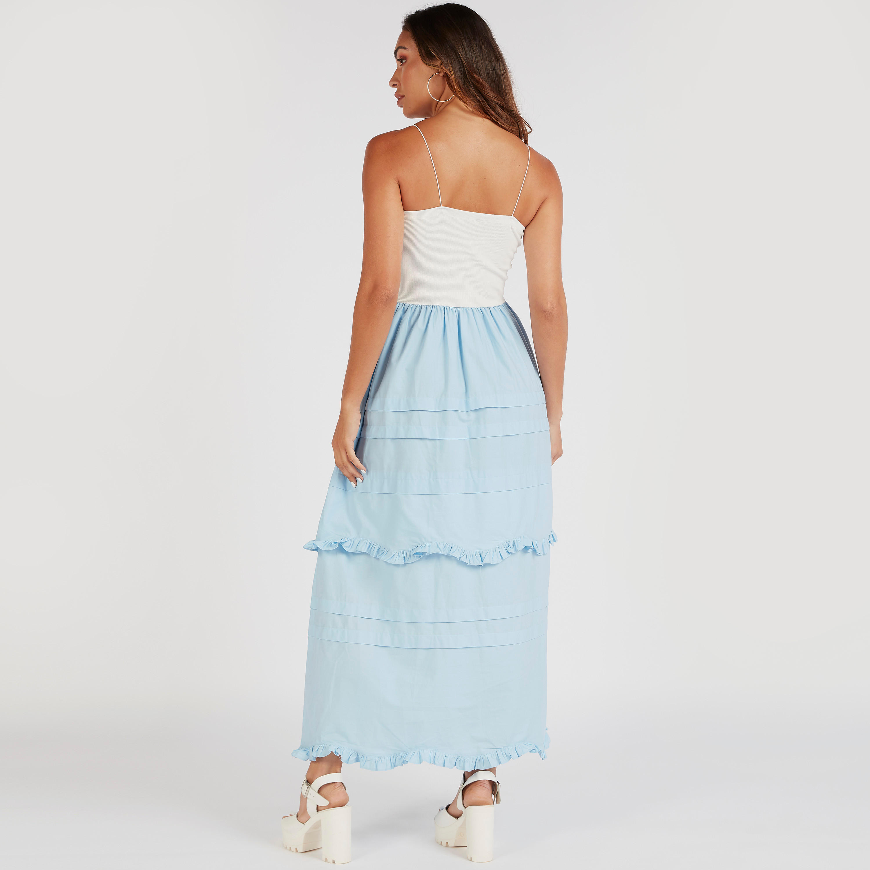فستان سادة طويل متعدّد الطبقات إيه لاين بأحزمة-women-clothing-dresses-image-1