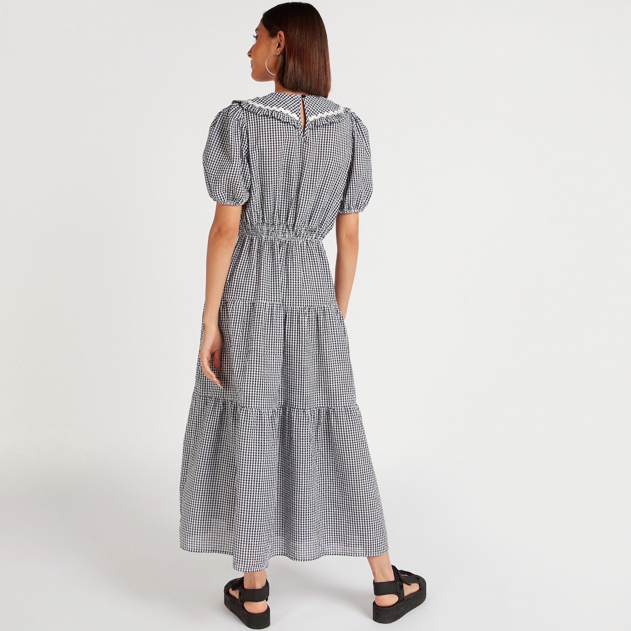 فستان طويل إيه لاين مربعات بياقة بيتر بان وأكمام قصيرة-women-clothing-dresses-image-4