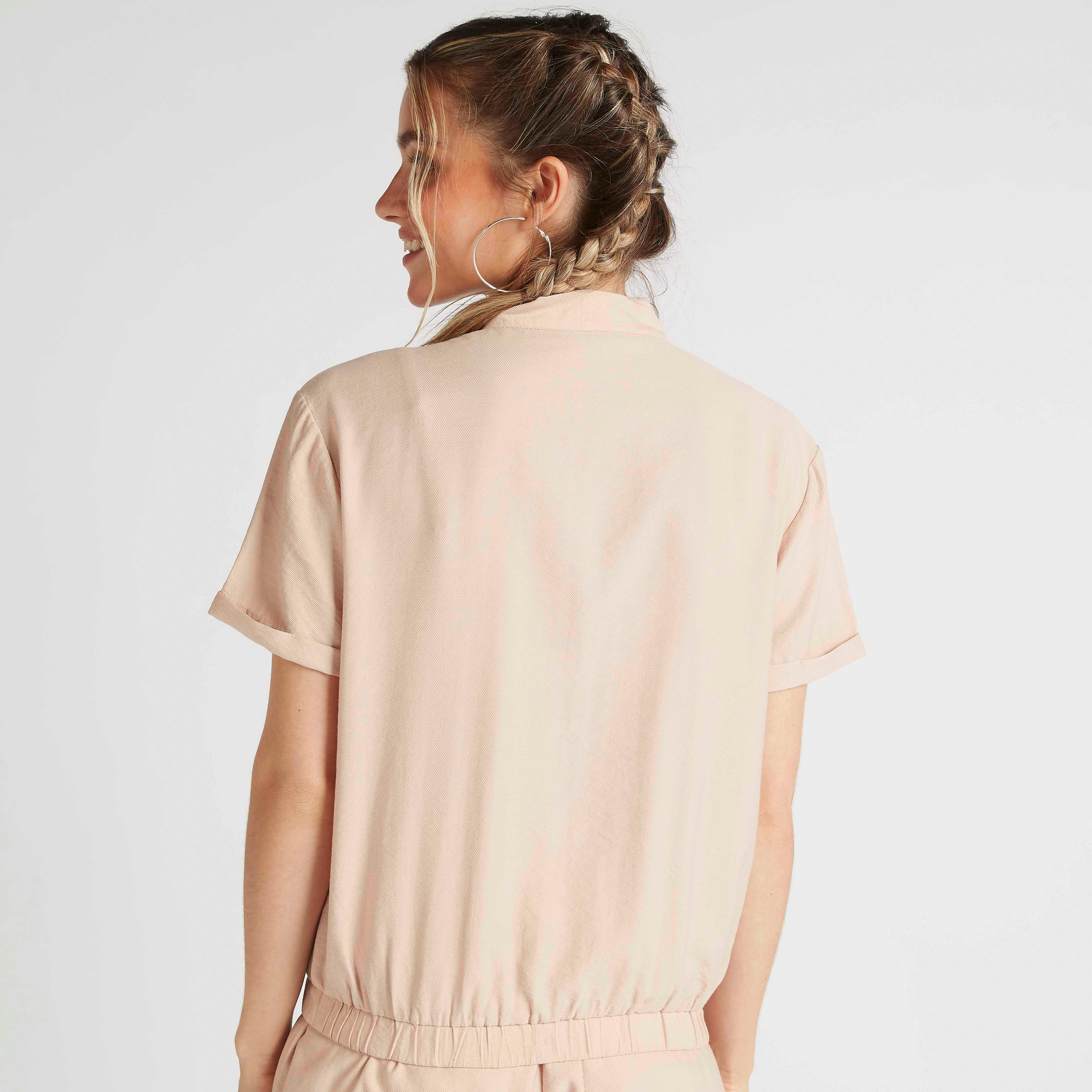 Solid Lightweight Zipper Jacket with Short Sleeves and Pockets-women-winterwear-coatsandjackets-jackets-image-4