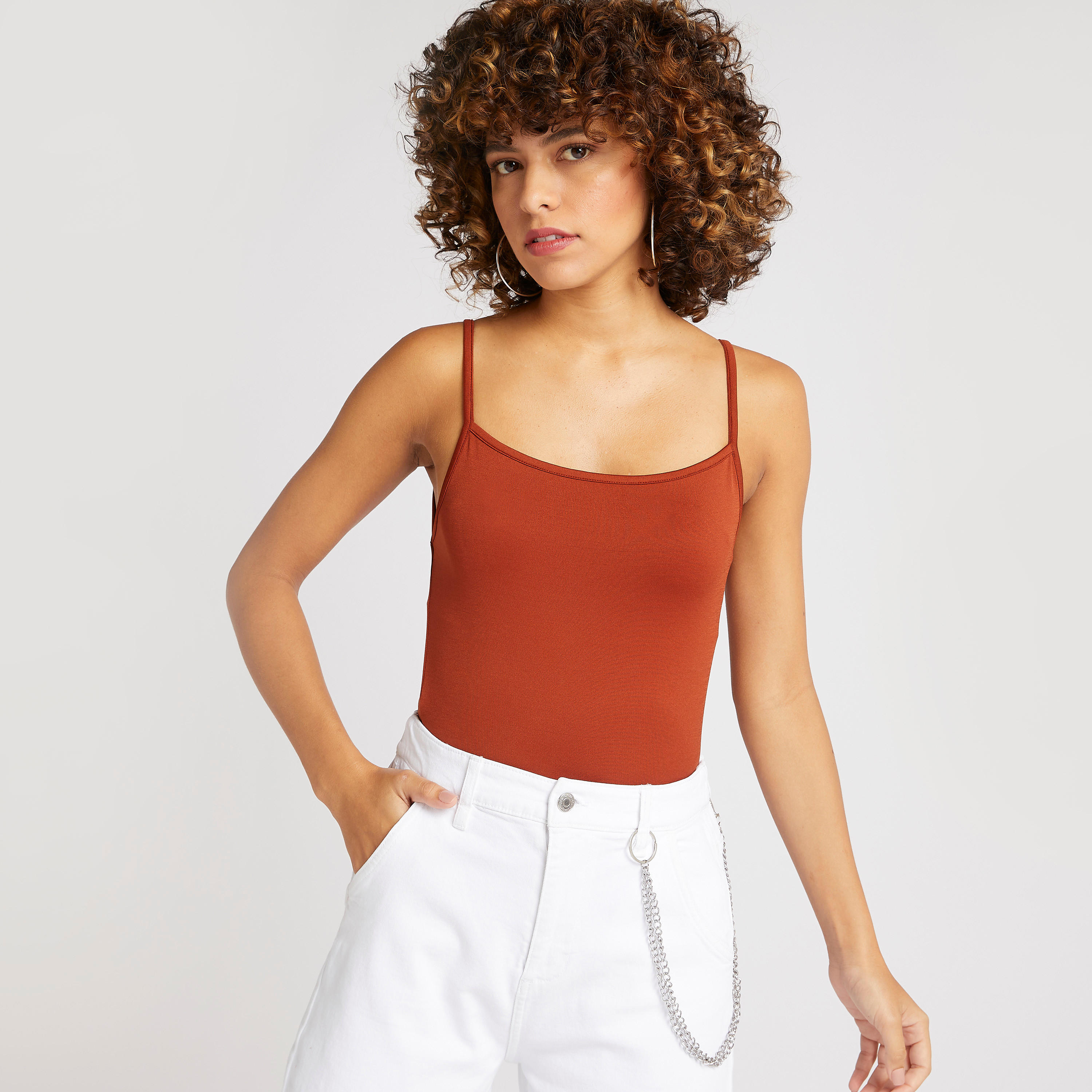 Solid Cami with Scoop Neck and Spaghetti Strap-women-clothing-tshirts-image-1