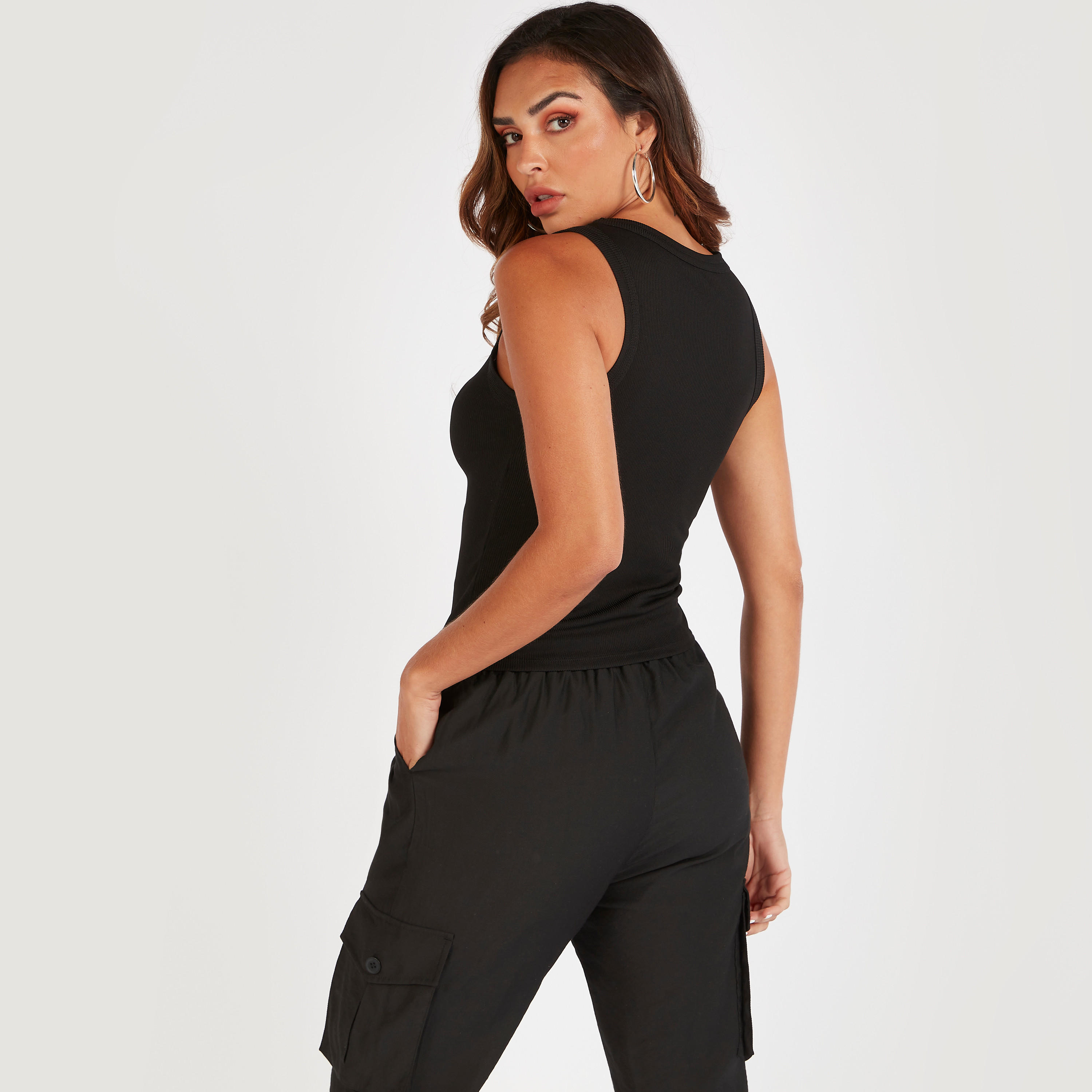 Solid Cami Top with Round Neck-women-clothing-tshirts-image-4