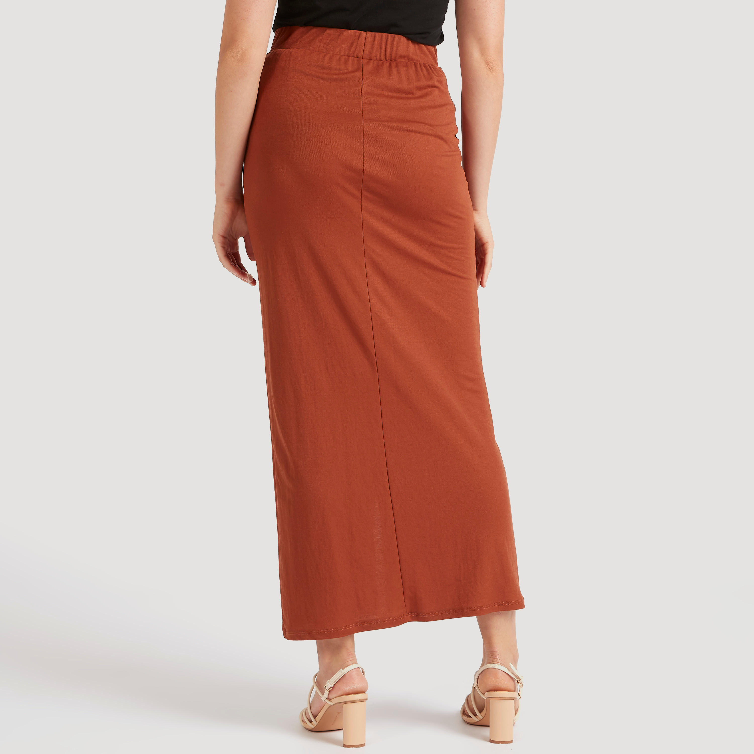 تنورة ضيقة طويلة سادة مع حزام خصر شبه مطاطي وجيوب-women-clothing-bottoms-skirts-image-4
