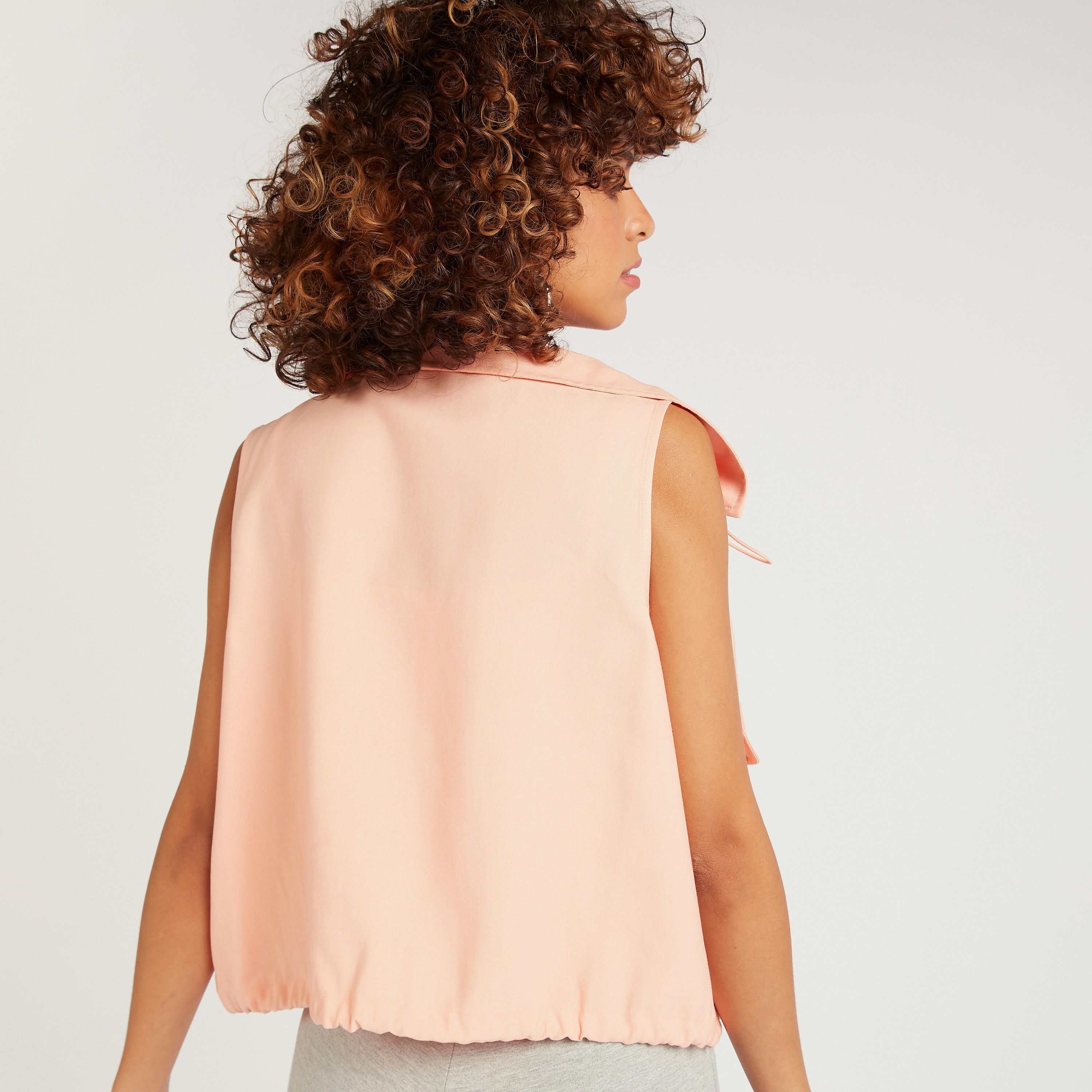 Solid Sleeveless Jacket with Pockets and Drawstring Detail-women-winterwear-coatsandjackets-jackets-image-4