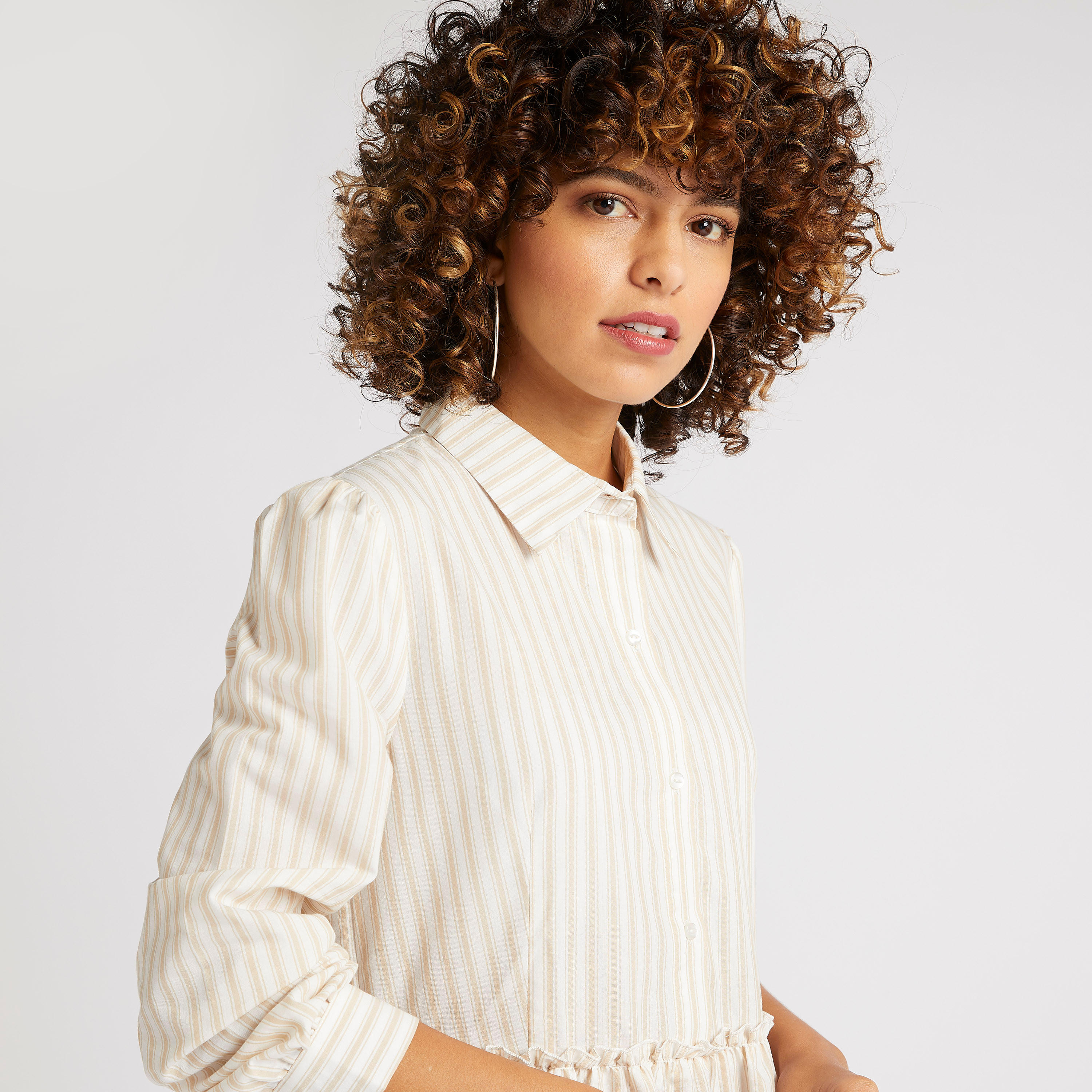 فستان قميص إيه لاين مخطّط متعدد الطبقات بأكمام طويلة-women-clothing-dresses-image-3