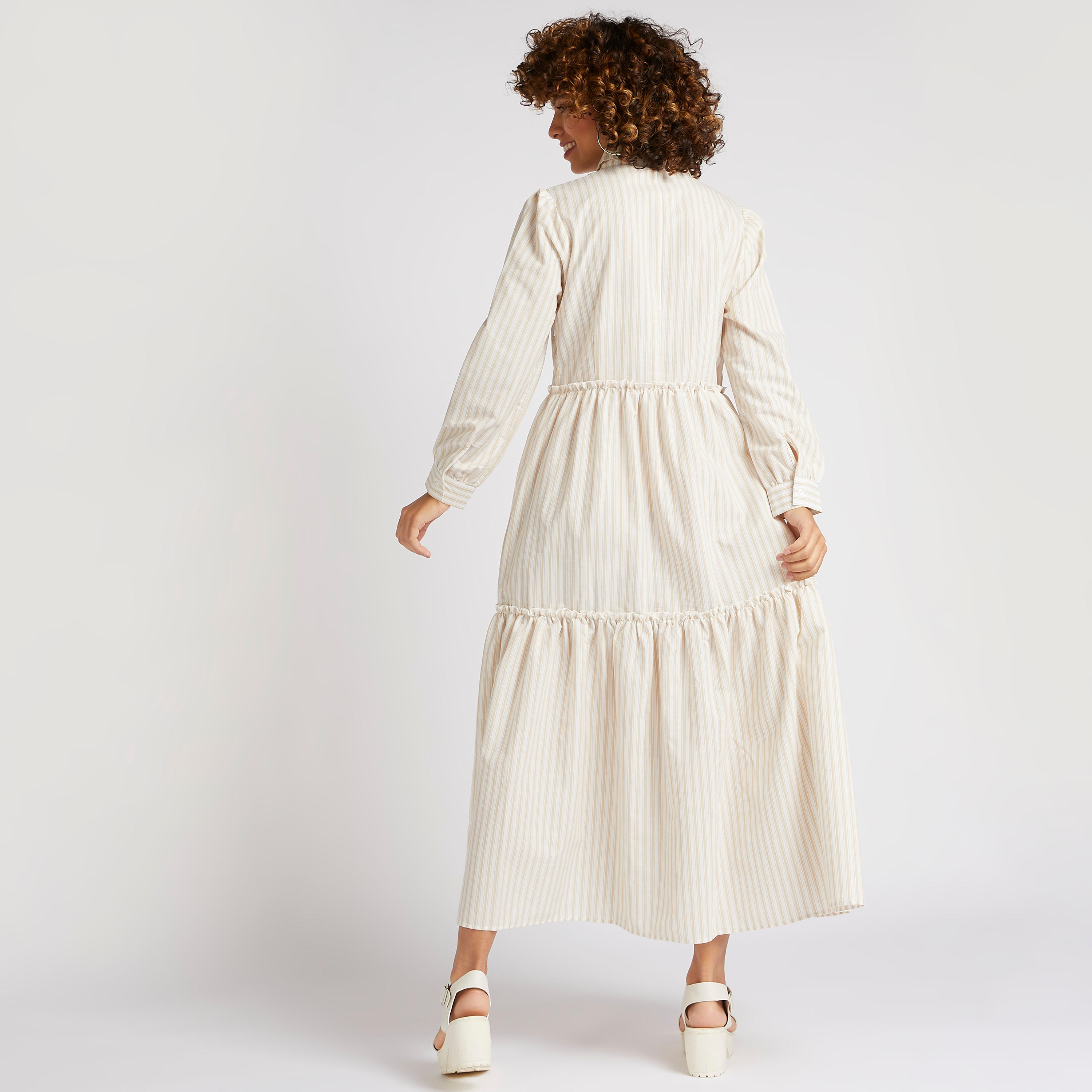 فستان قميص إيه لاين مخطّط متعدد الطبقات بأكمام طويلة-women-clothing-dresses-image-4