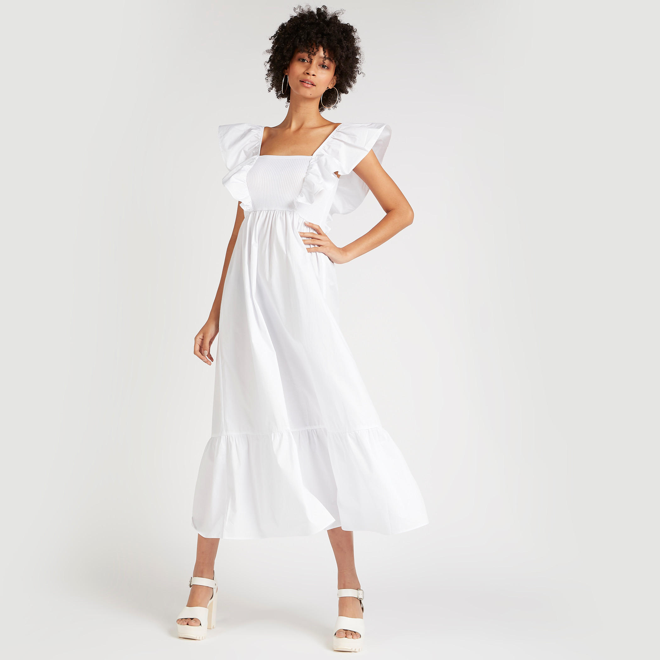 فستان سادة إيه لاين ميدي بأكمام واسعة-women-clothing-dresses-image-8