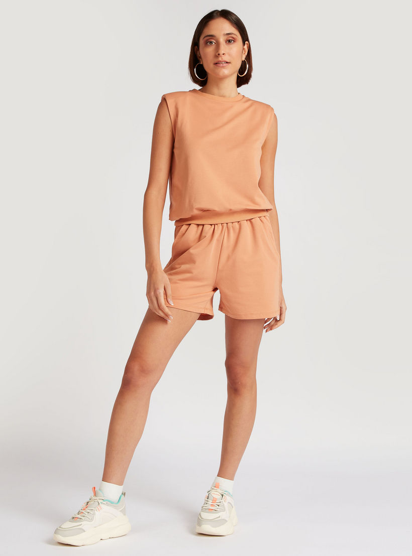 شورت سادة بخصر مرتفع ورباط إغلاق وجيوب-women-clothing-bottoms-shorts-image-3