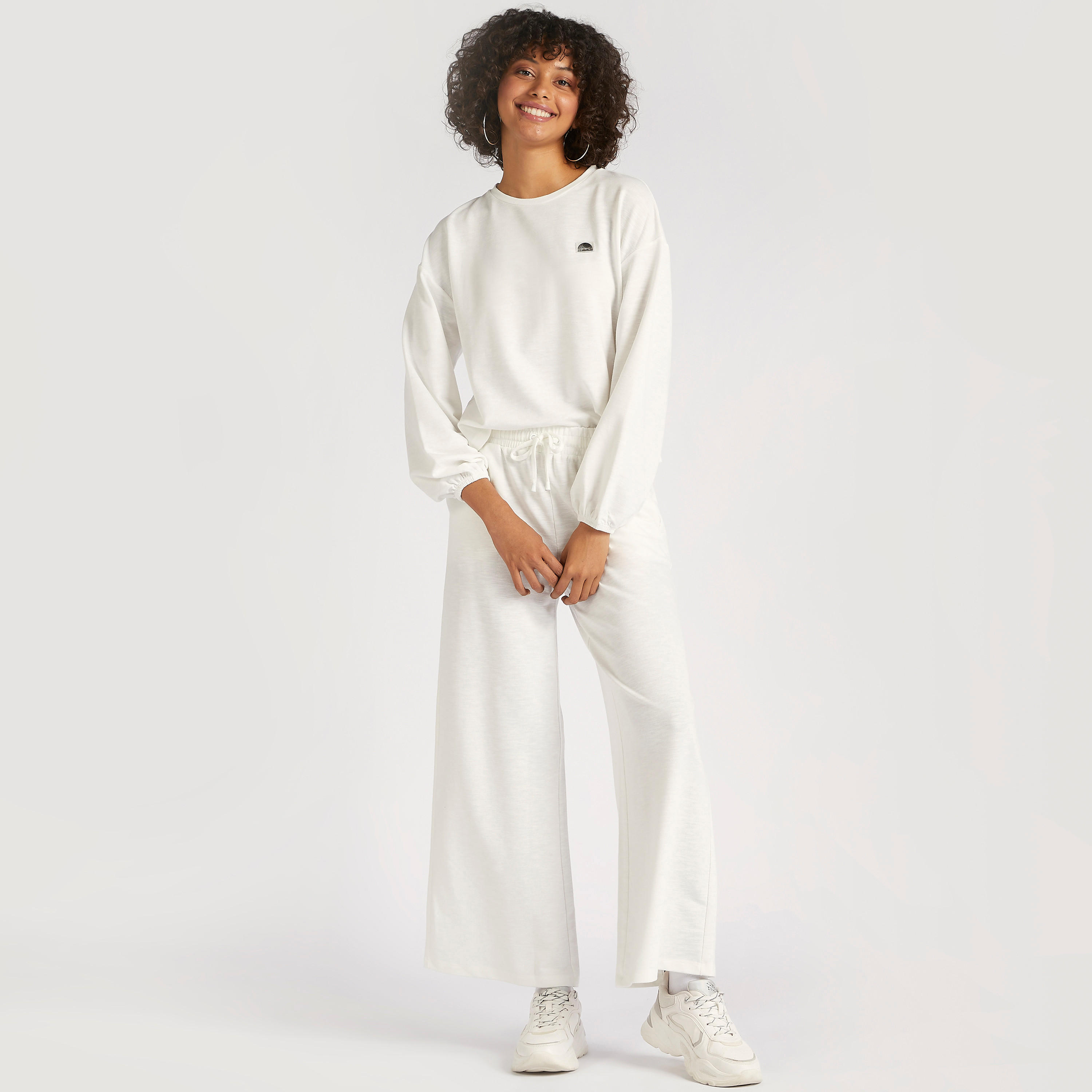 Solid Mid-Rise Track Pants with Pockets and Drawstring Closure-women-clothing-bottoms-joggers-image-2