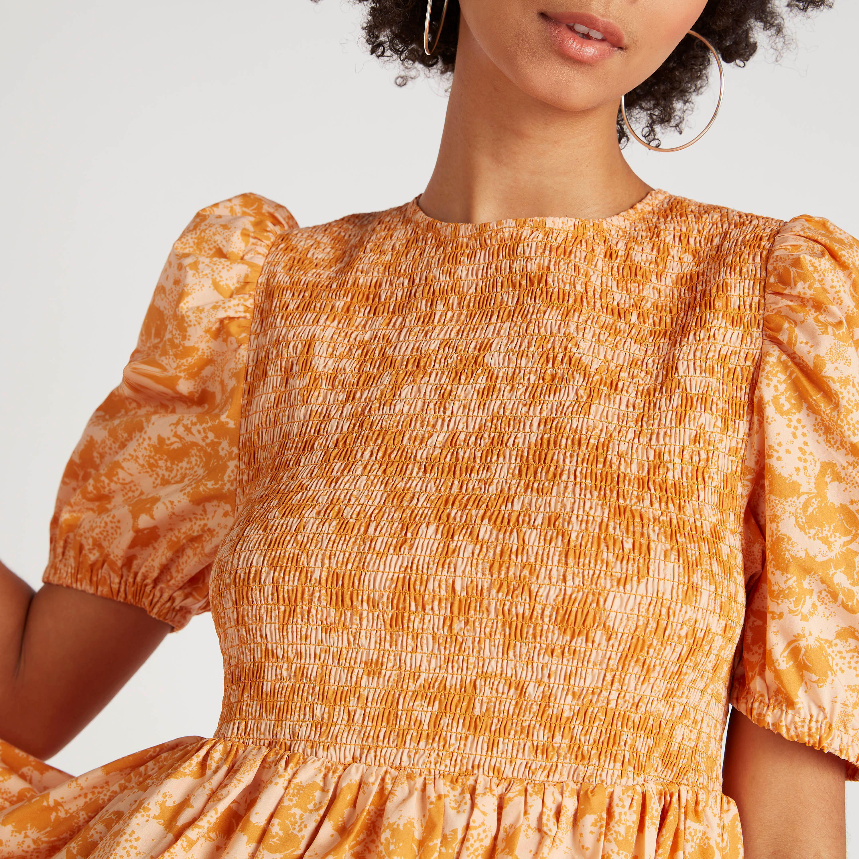 فستان قصير إيه لاين بطبعات وأكمام قصيرة-women-clothing-dresses-image-3