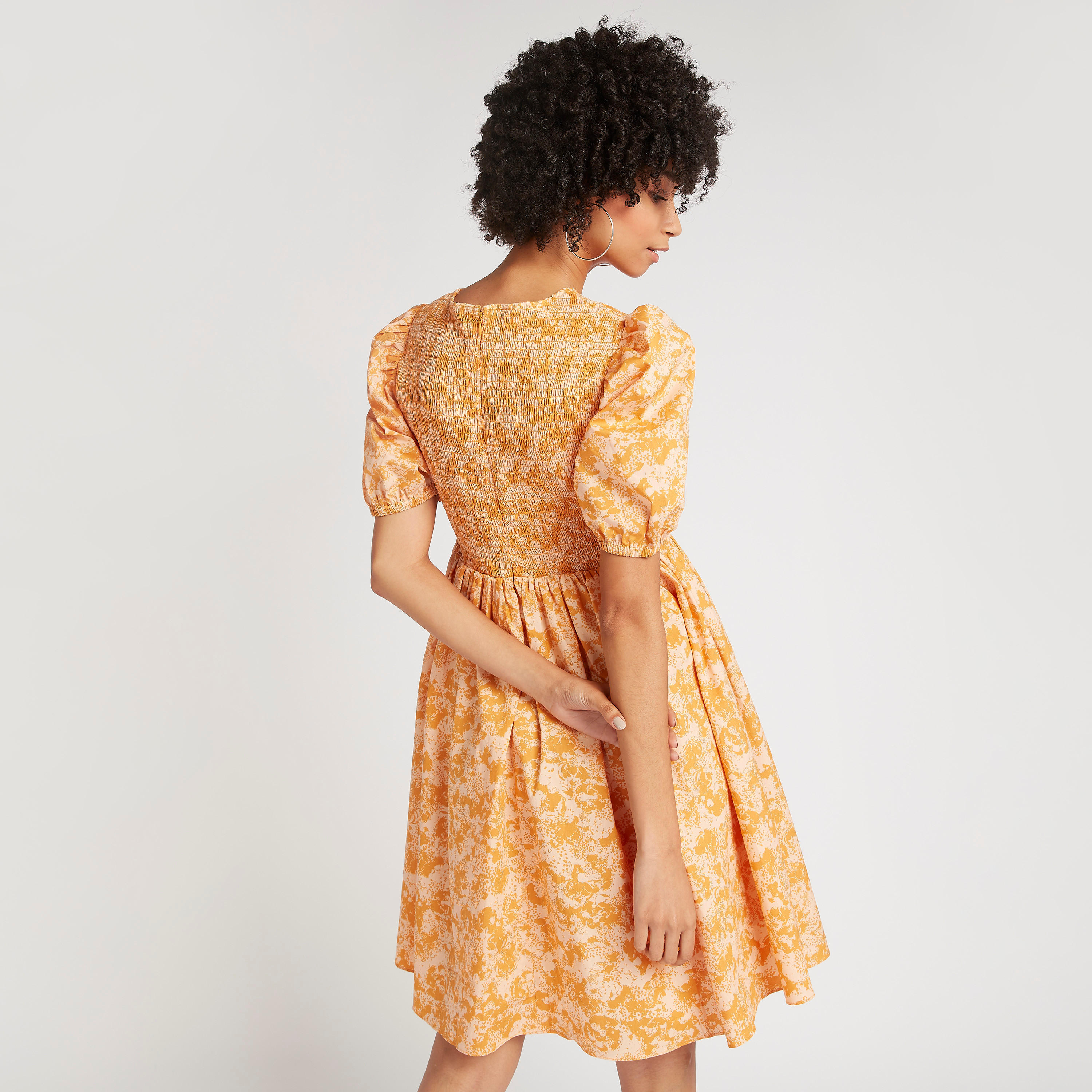 فستان قصير إيه لاين بطبعات وأكمام قصيرة-women-clothing-dresses-image-4