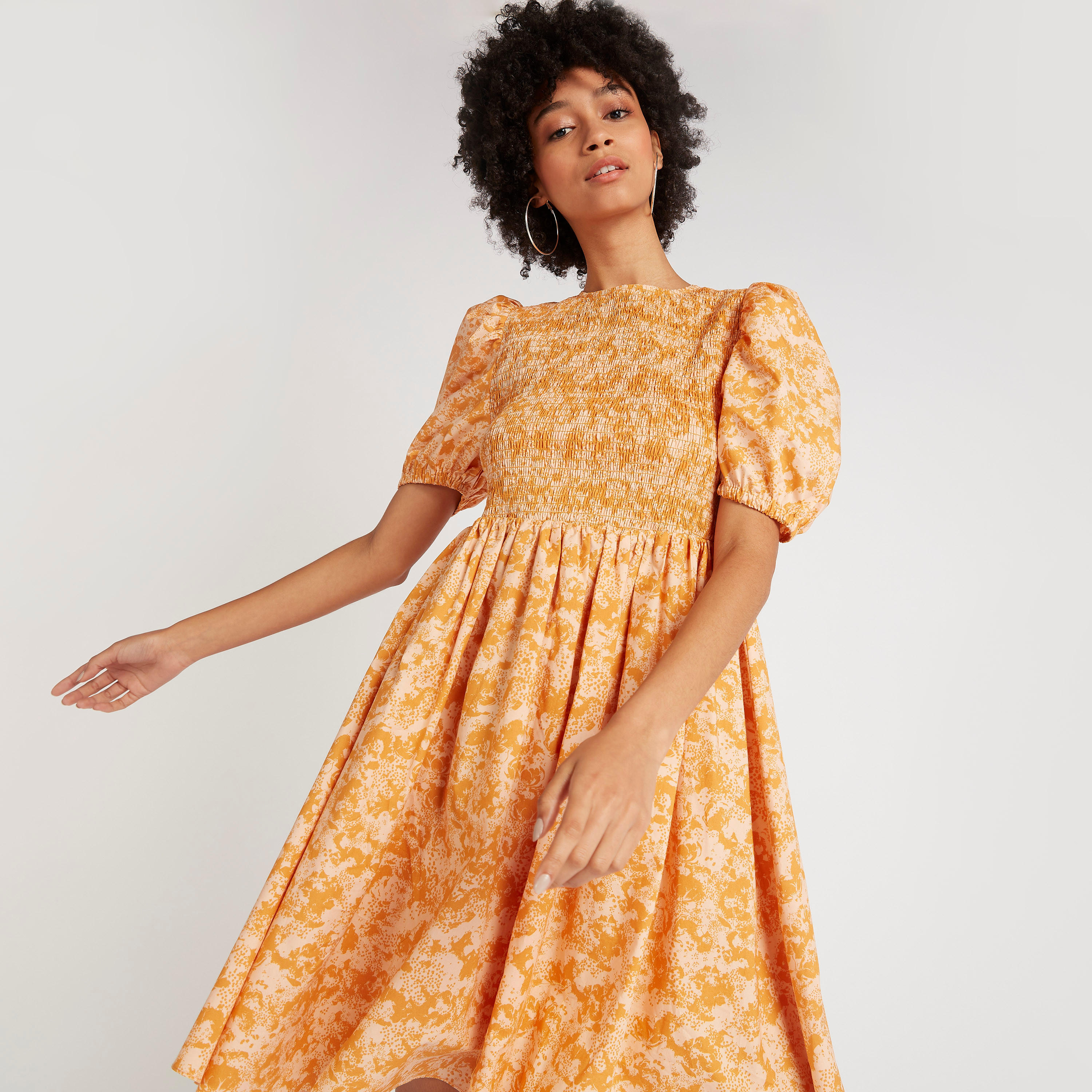 فستان قصير إيه لاين بطبعات وأكمام قصيرة-women-clothing-dresses-image-5