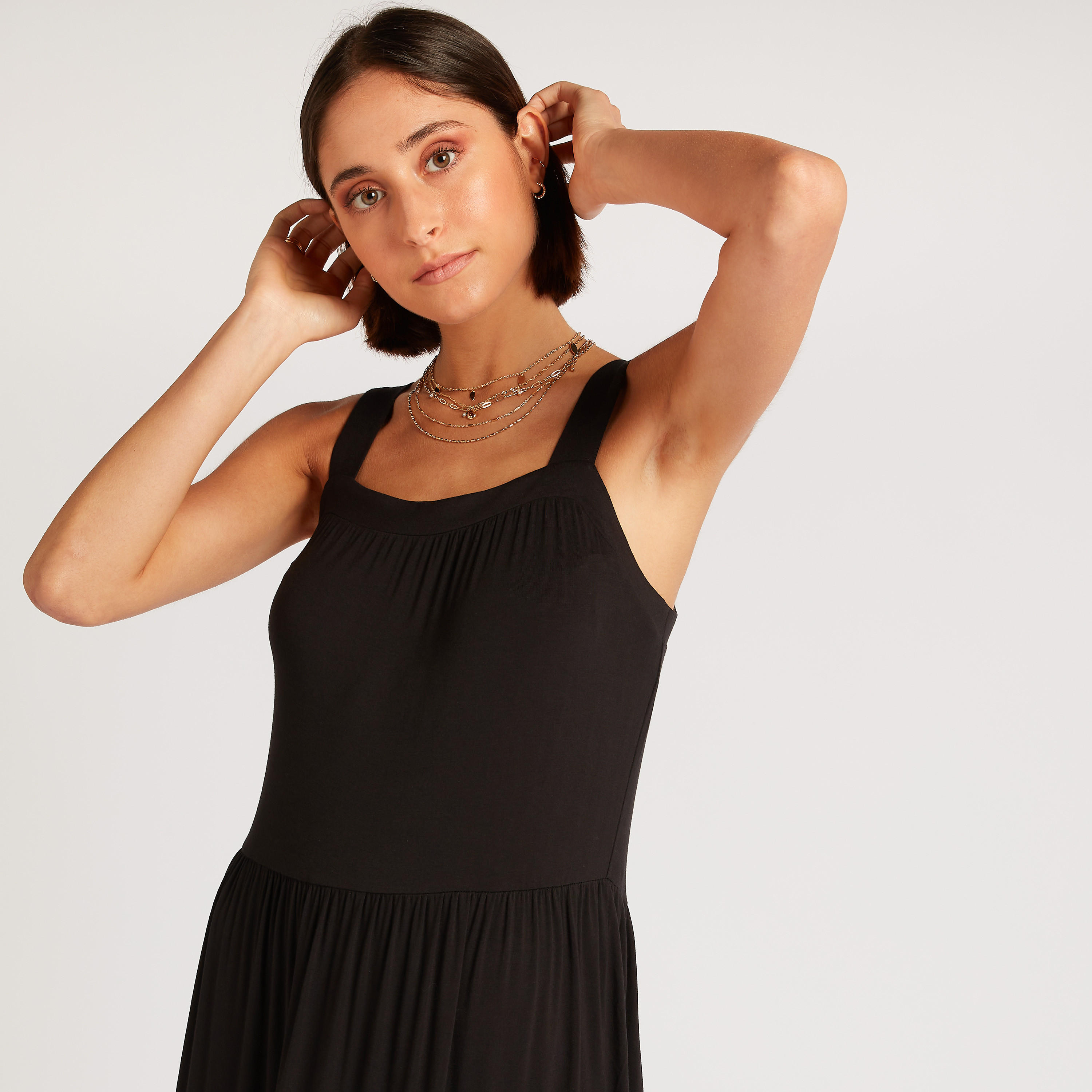 Solid Maxi A-line Dress with Straps and Back Tie-Ups-women-clothing-dresses-image-3