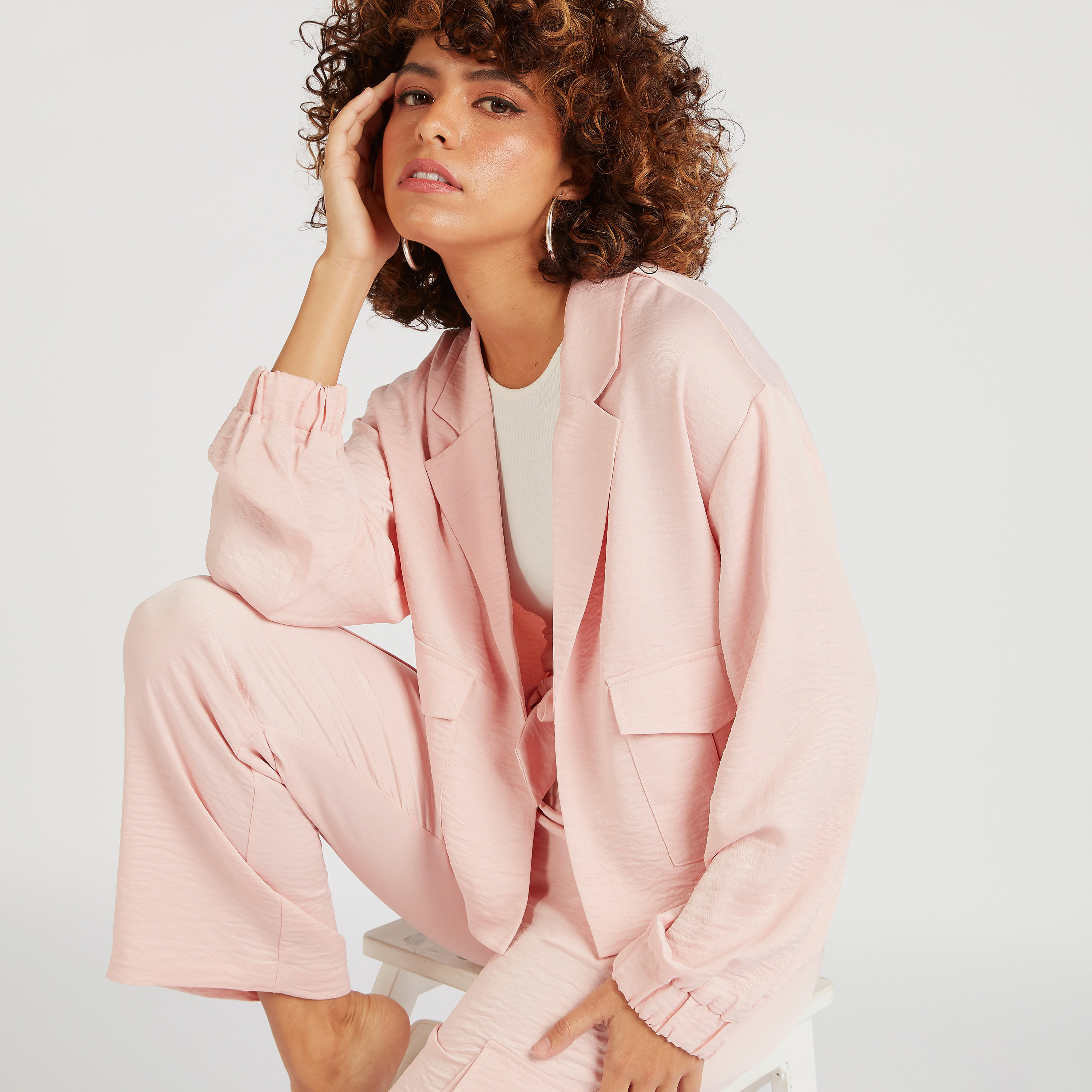 Solid Lightweight Jacket with Lapel Collar and Flap Pockets-women-winterwear-coatsandjackets-jackets-image-1