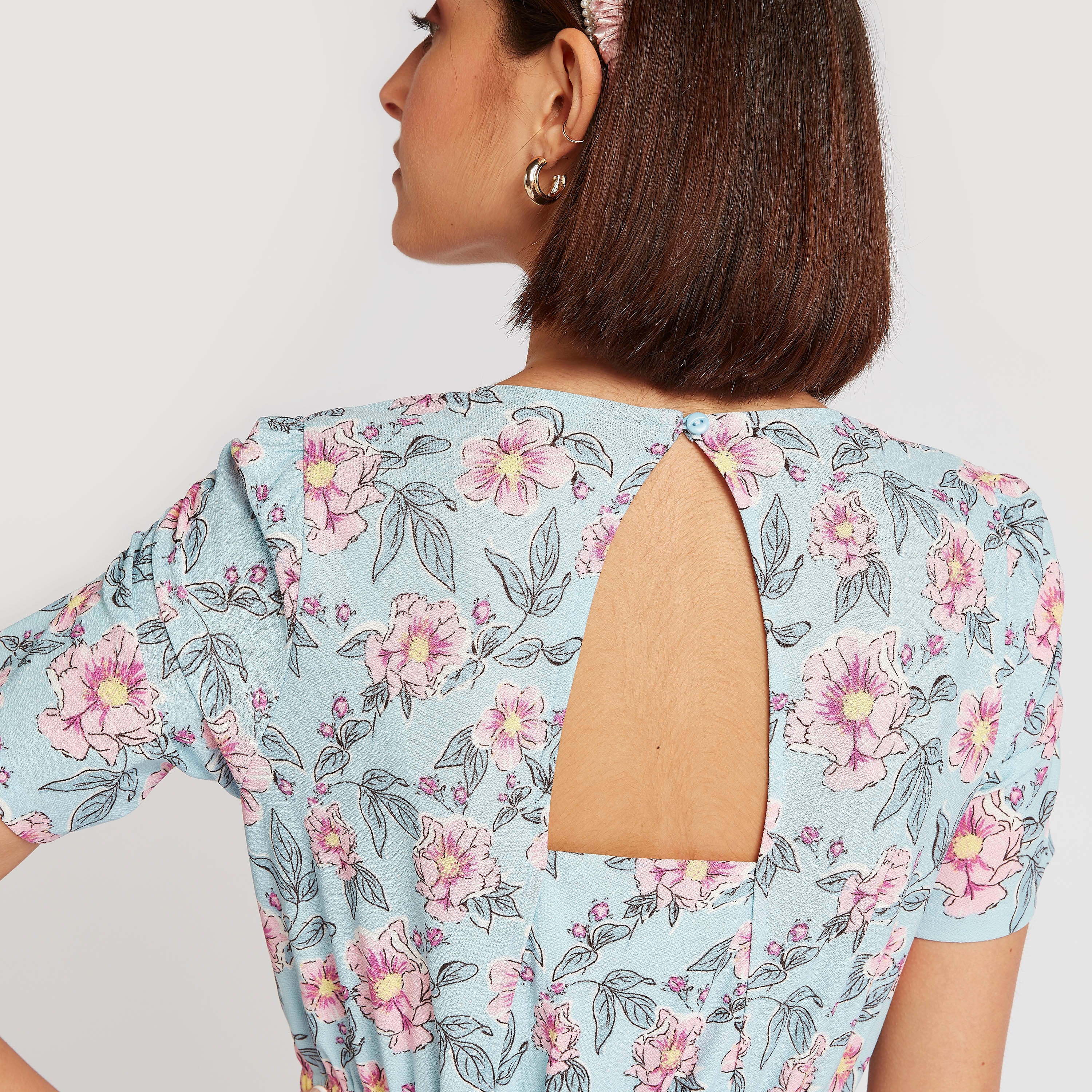 فستان إيه لاين طويل بطبعات أزهار وأكمام قصيرة-women-clothing-dresses-image-5