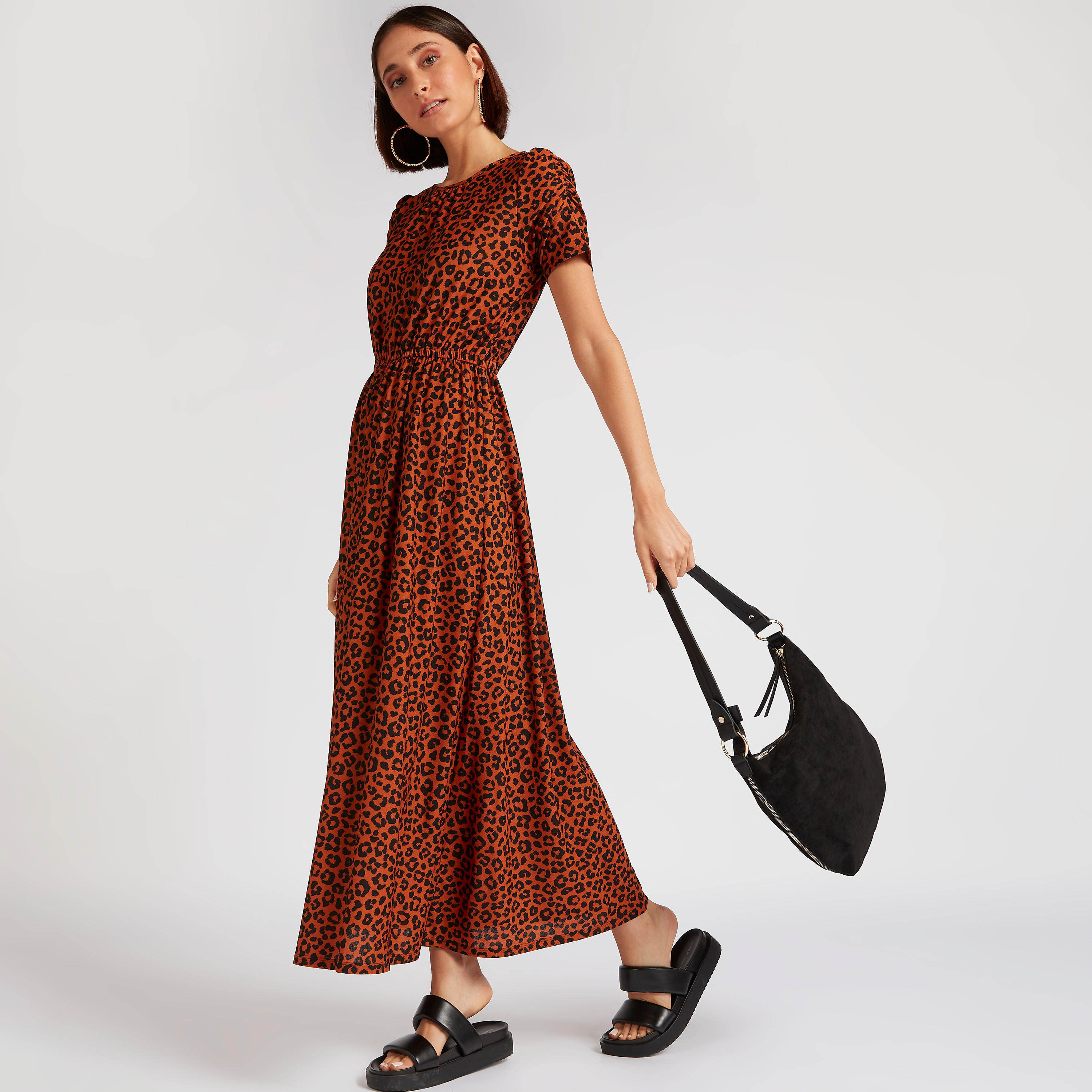 فستان إيه لاين طويل بطبعات حيوانات وأكمام قصيرة-women-clothing-dresses-image-6