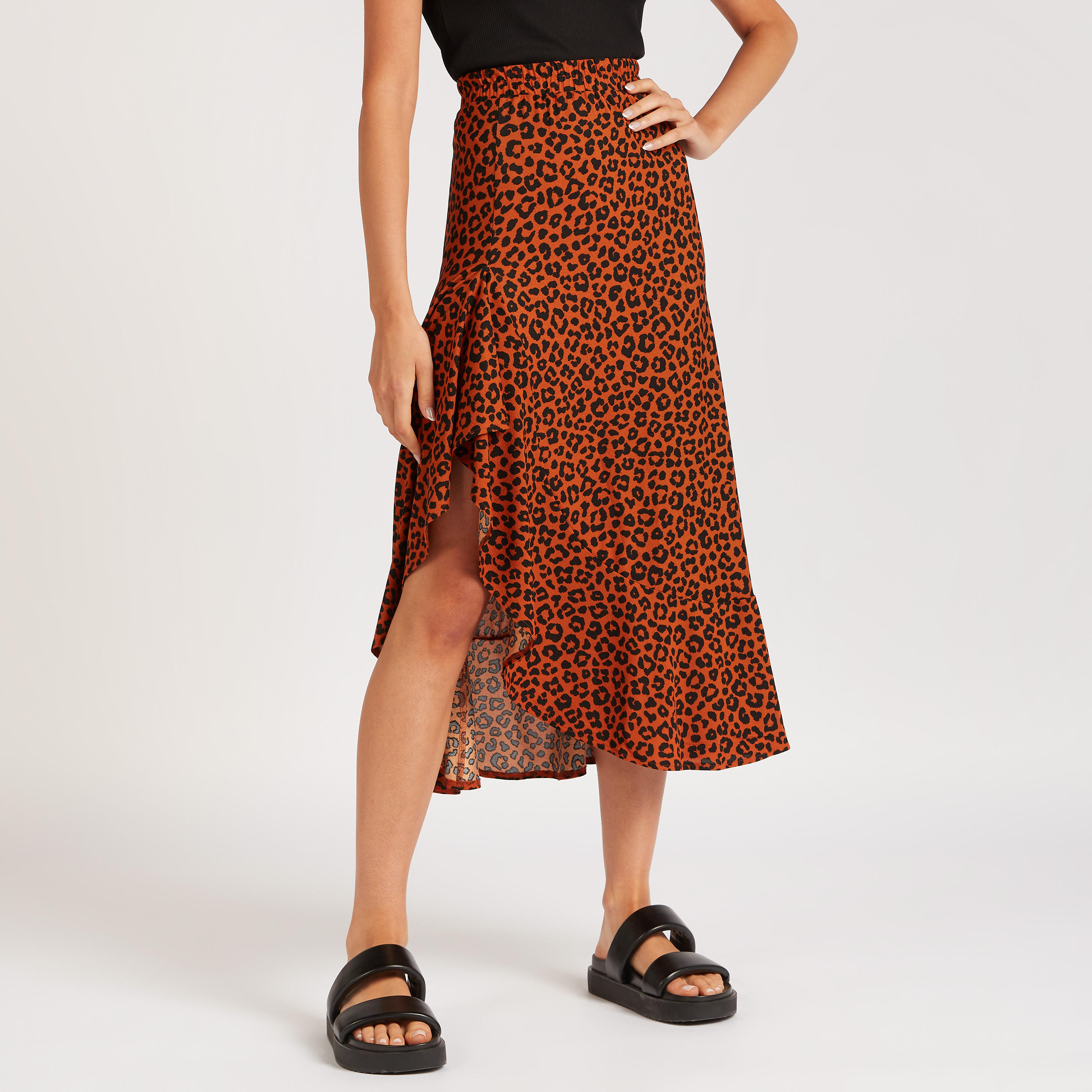 تنورة ميدي بطبعات حيوانات وأطراف غير مستوية-women-clothing-bottoms-skirts-image-1