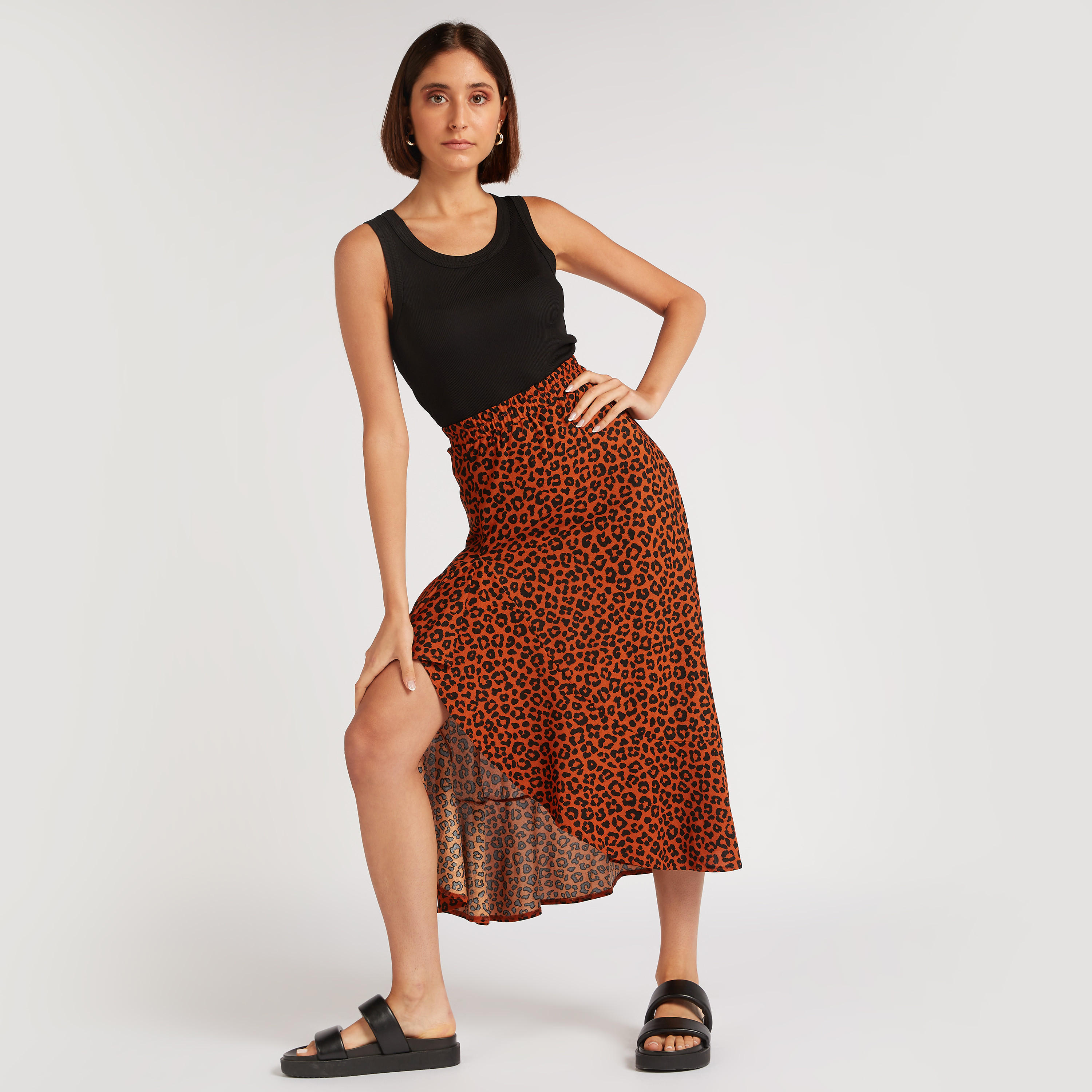 تنورة ميدي بطبعات حيوانات وأطراف غير مستوية-women-clothing-bottoms-skirts-image-2