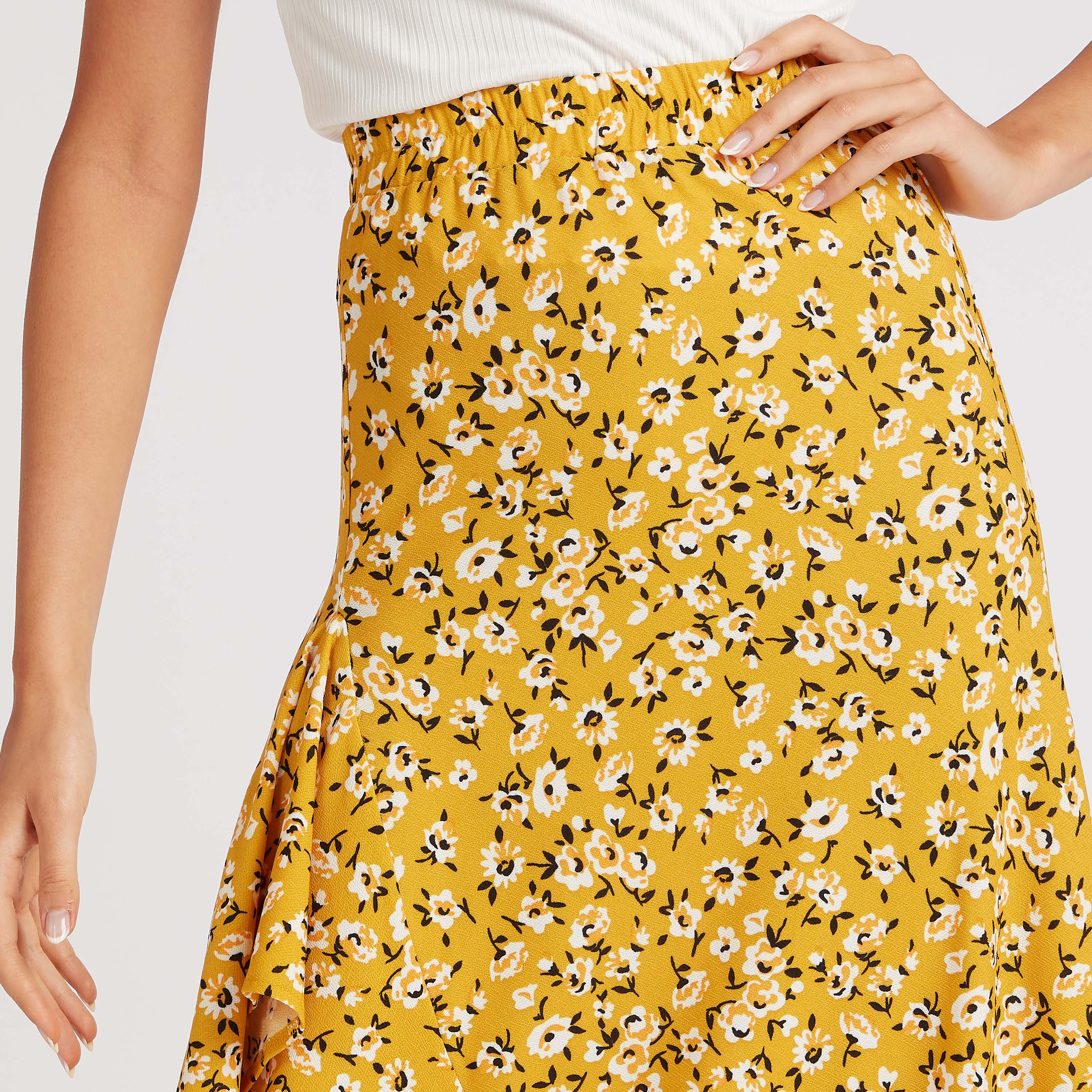تنورة ميدي واسعة بطبعات أزهار وأطراف غير مستوية-women-clothing-bottoms-skirts-image-3