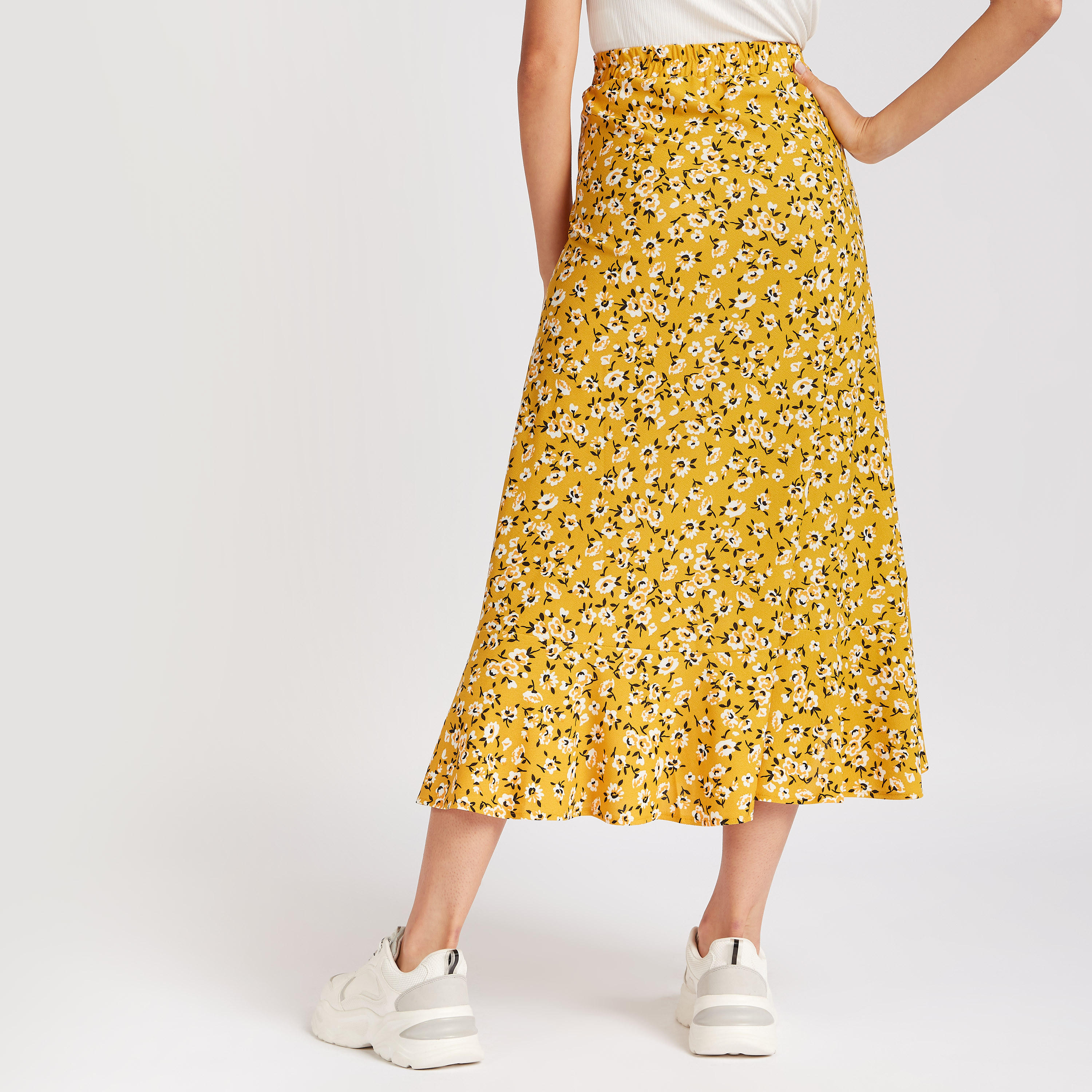 تنورة ميدي واسعة بطبعات أزهار وأطراف غير مستوية-women-clothing-bottoms-skirts-image-4
