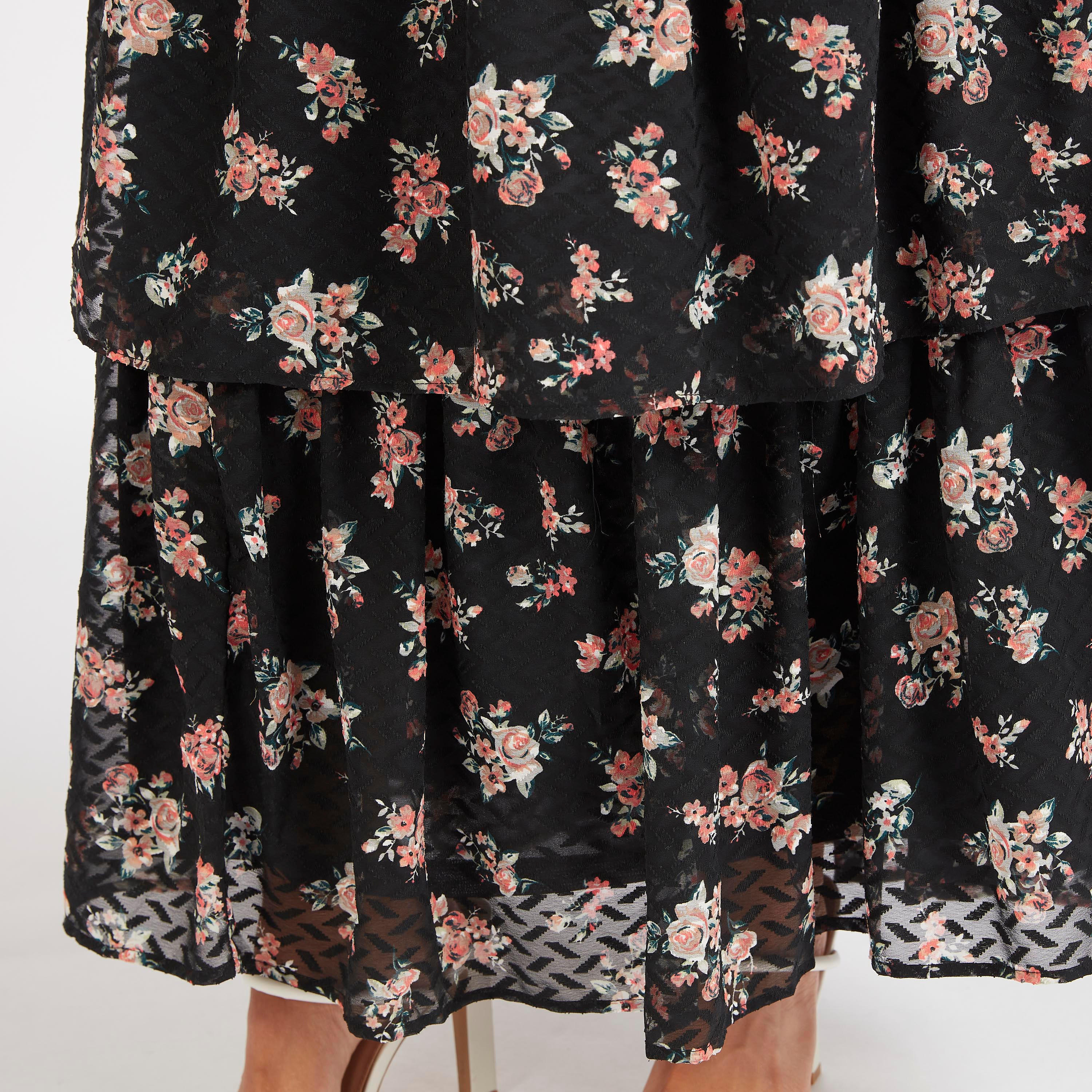 Floral Print Tiered A-line Maxi Skirt-women-clothing-bottoms-skirts-image-3