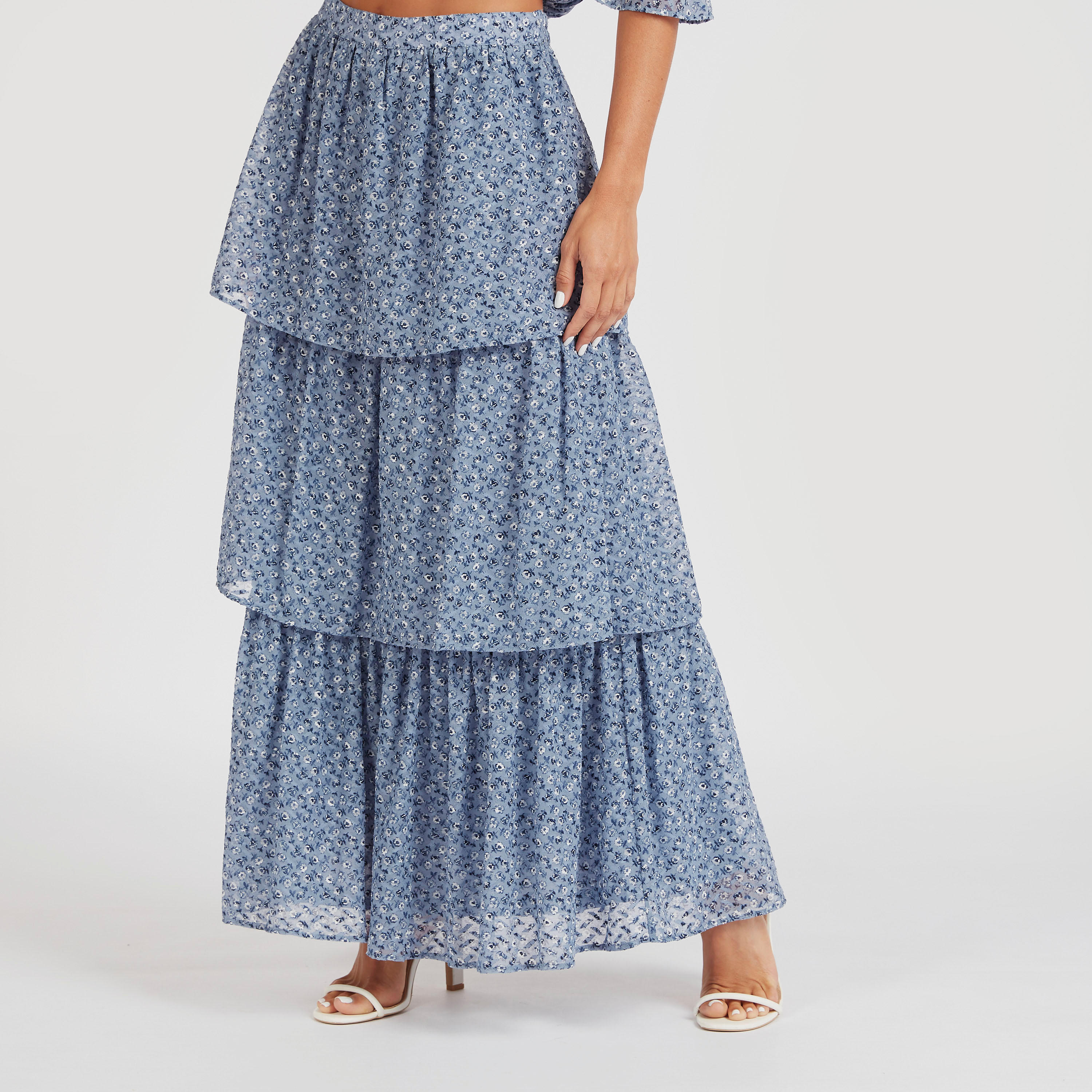 تنورة إيه لاين ماكسي بخصر مطّاطي وطبعات زهرية-women-clothing-bottoms-skirts-image-1