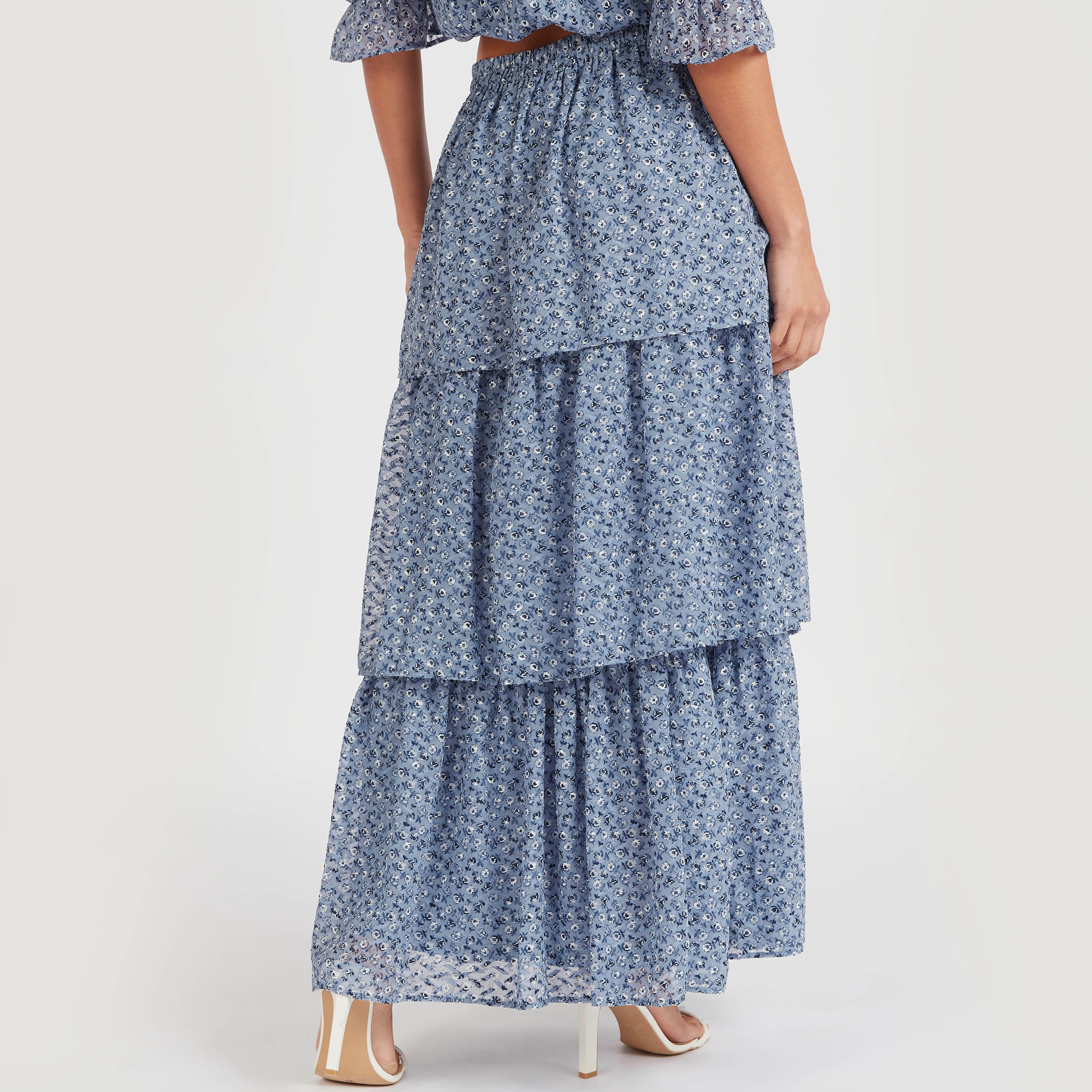 تنورة إيه لاين ماكسي بخصر مطّاطي وطبعات زهرية-women-clothing-bottoms-skirts-image-4