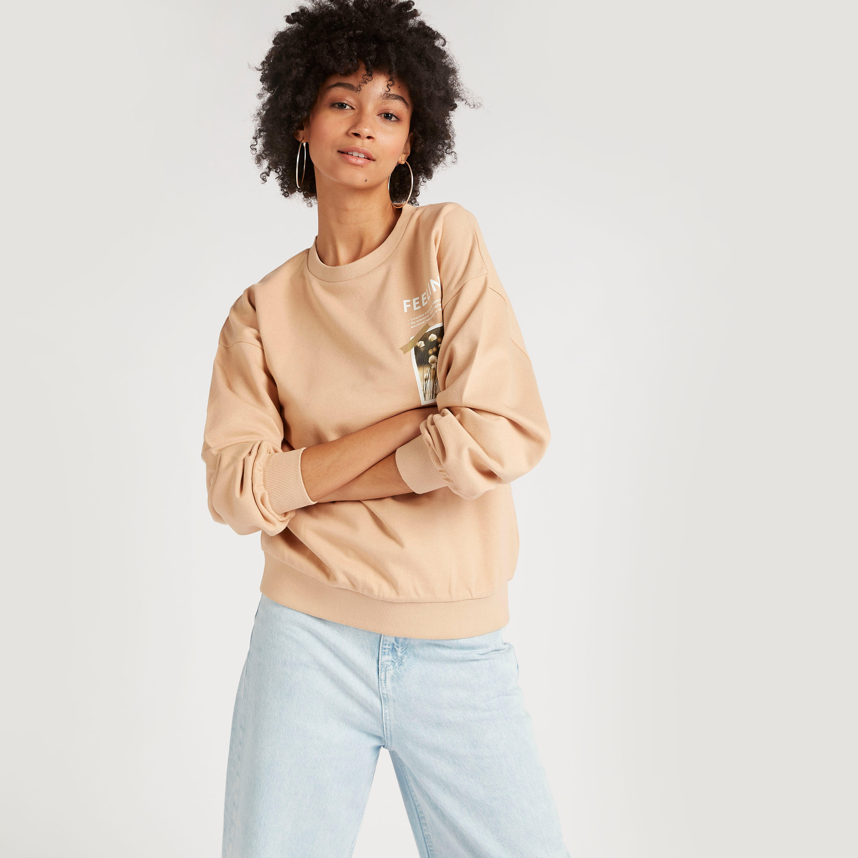 Printed Oversized Sweatshirt with Long Sleeves and Crew Neck-women-winterwear-hoodiesandsweatshirts-sweatshirts-image-7