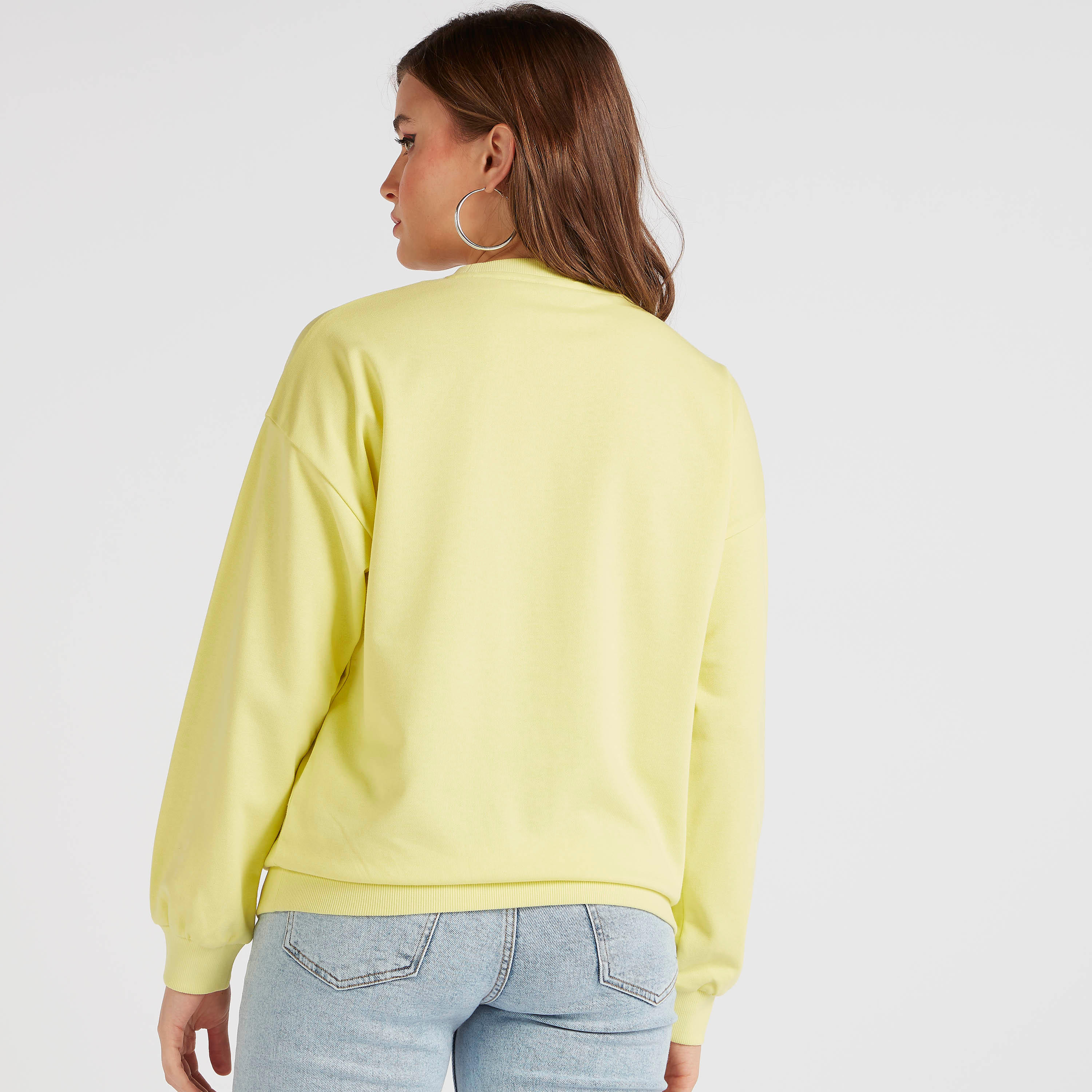 Textured Crew Neck Sweatshirt with Long Sleeves-women-winterwear-hoodiesandsweatshirts-sweatshirts-image-4