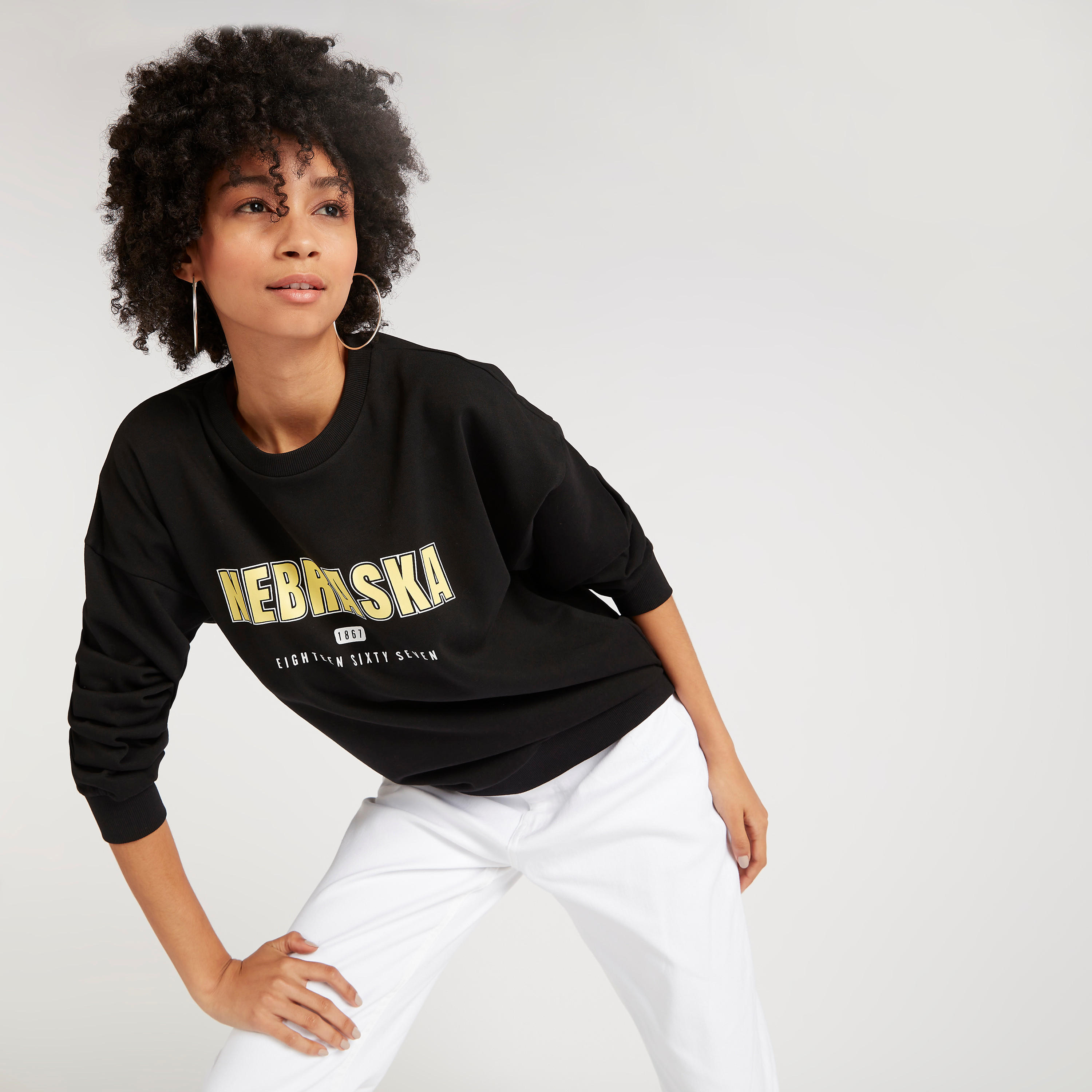 Printed Crew Neck Oversized Sweatshirt with Long Sleeves-women-winterwear-hoodiesandsweatshirts-sweatshirts-image-1
