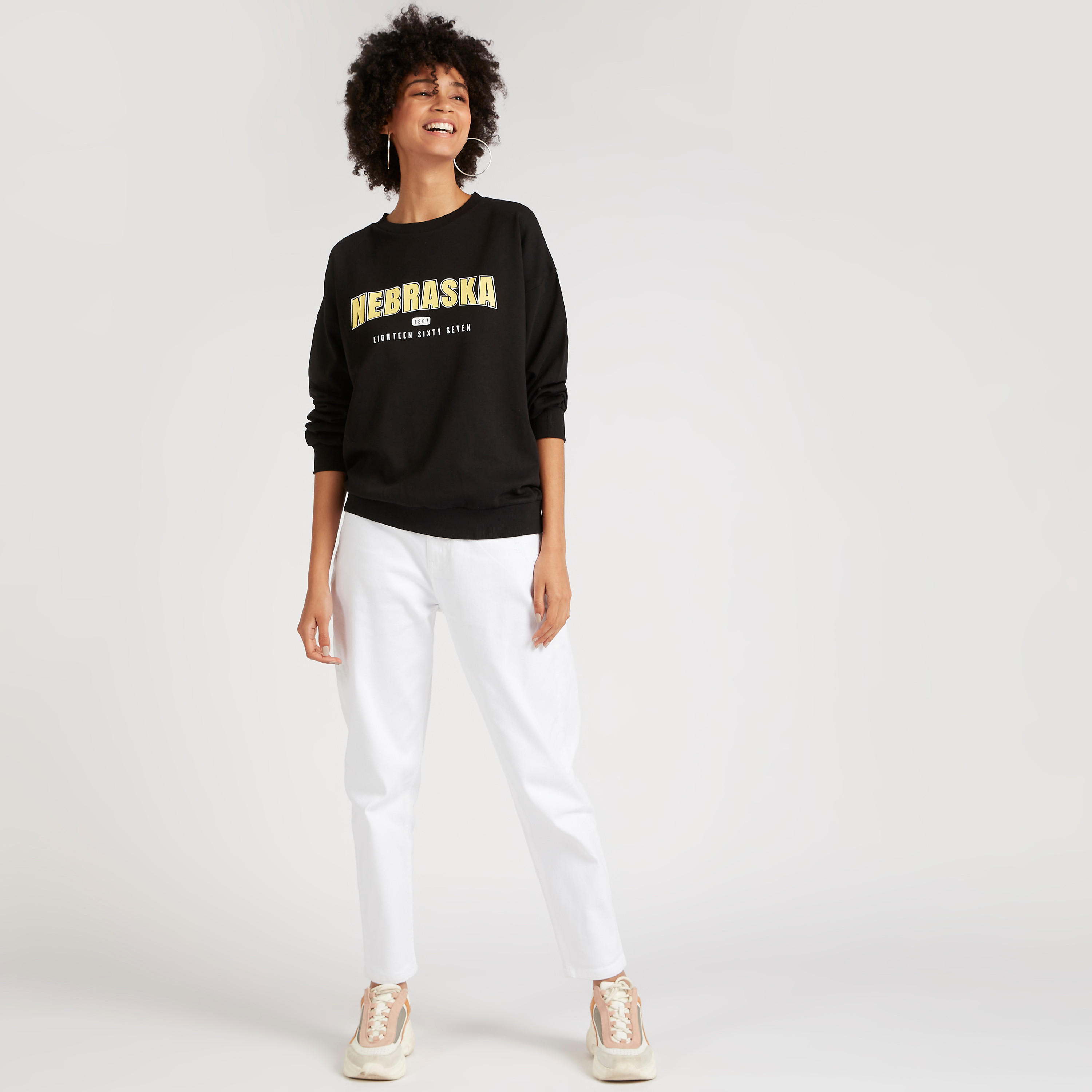 Printed Crew Neck Oversized Sweatshirt with Long Sleeves-women-winterwear-hoodiesandsweatshirts-sweatshirts-image-2