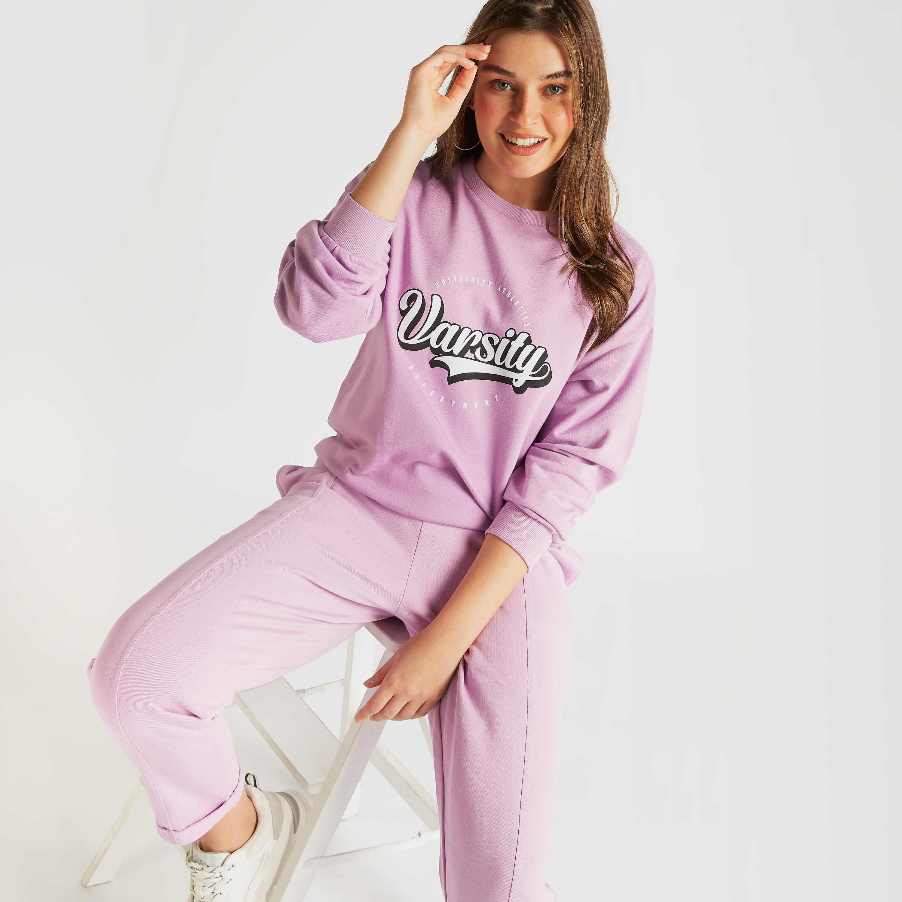Printed Sweatshirt with Long Sleeves and Crew Neck-women-winterwear-hoodiesandsweatshirts-sweatshirts-image-2