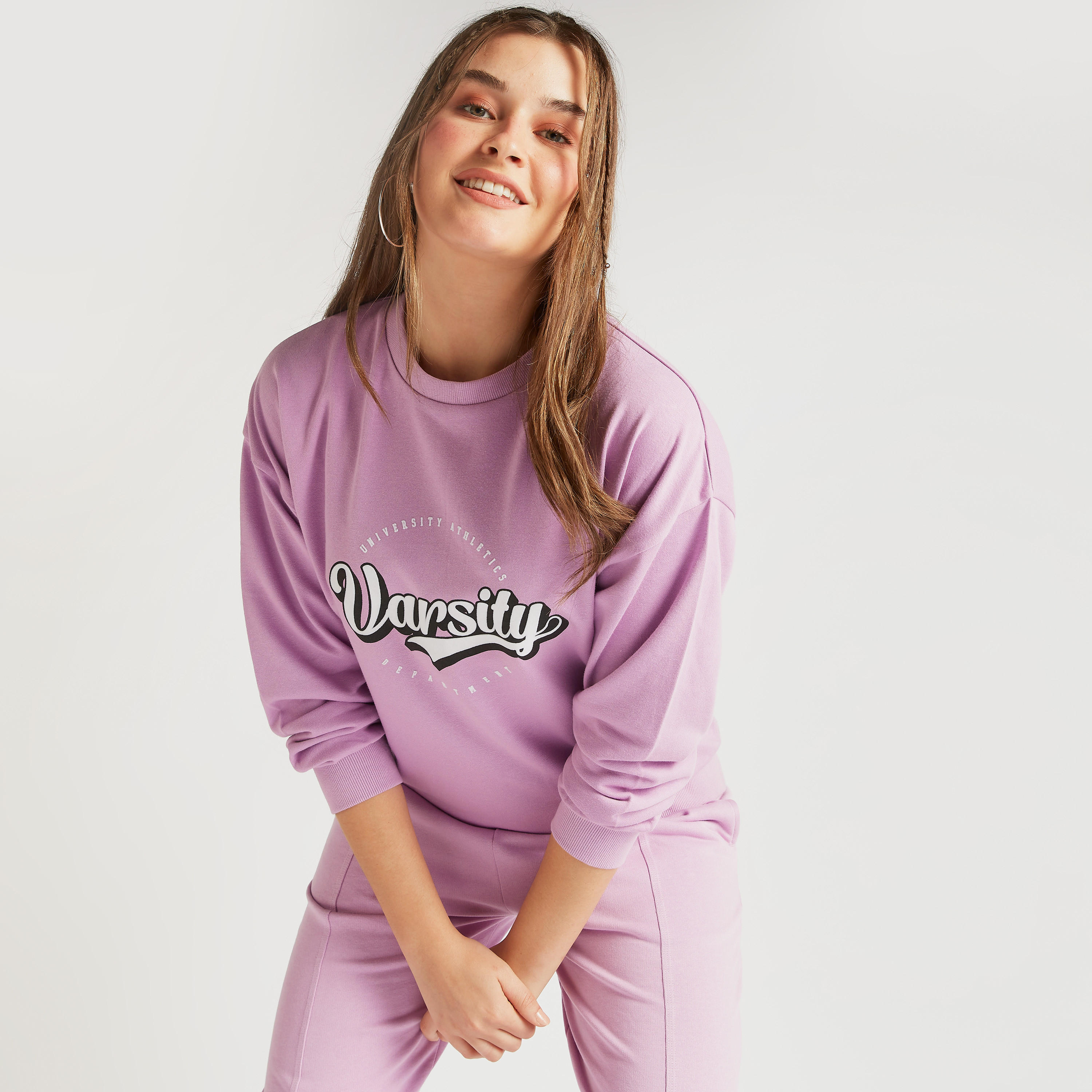 Printed Sweatshirt with Long Sleeves and Crew Neck-women-winterwear-hoodiesandsweatshirts-sweatshirts-image-6