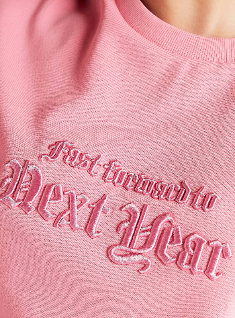 Embroidered Crew Neck Oversized Sweatshirt with Long Sleeves-women-winterwear-hoodiesandsweatshirts-sweatshirts-image-7